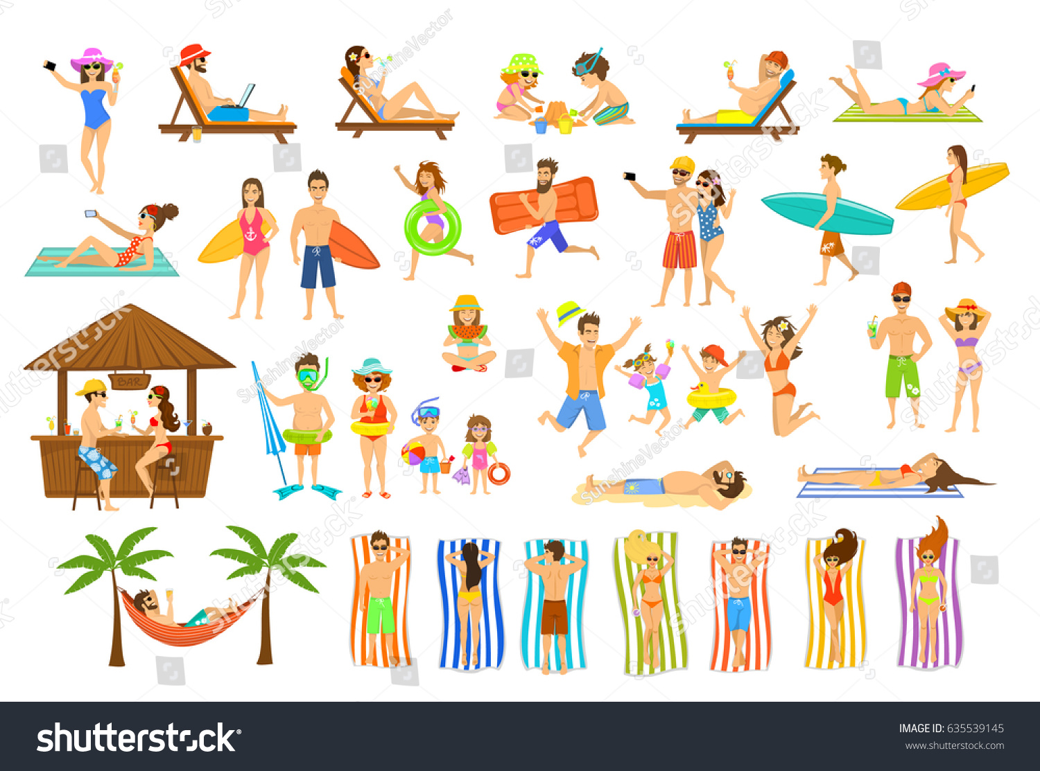 Collection People Have Fun On Summer Stock Vector (Royalty Free ...