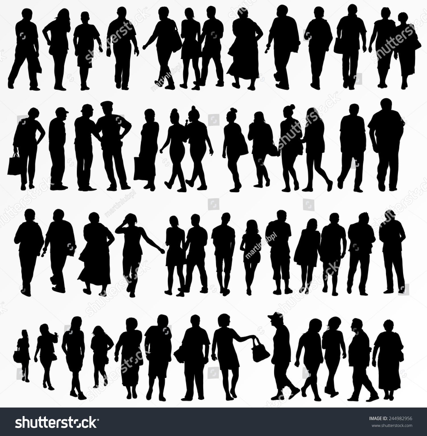 Collection People Silhouettes Stock Vector (Royalty Free) 244982956 ...