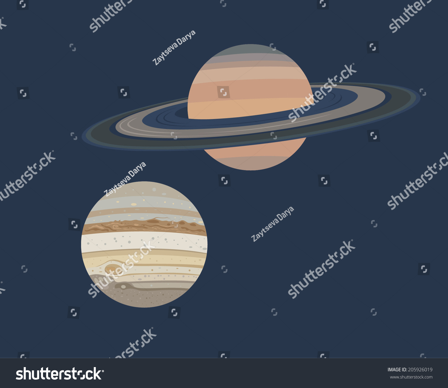 Collection Of Planets: Jupiter And Saturn Stock Vector Illustration ...