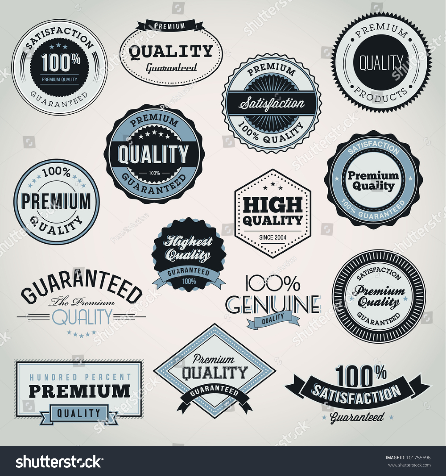 Collection Of Premium Quality And Guarantee Labels And Badges Stock ...