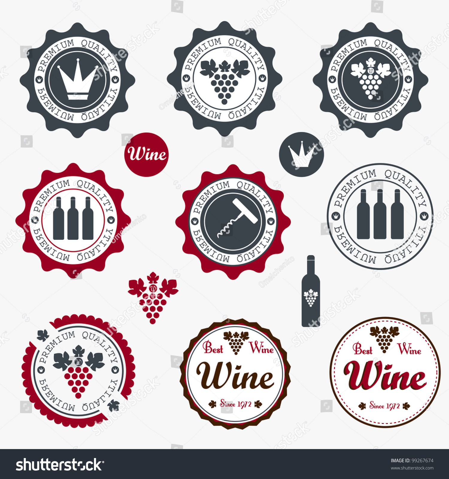 Collection Of Premium Quality Wine Labels With Retro Vintage Styled ...