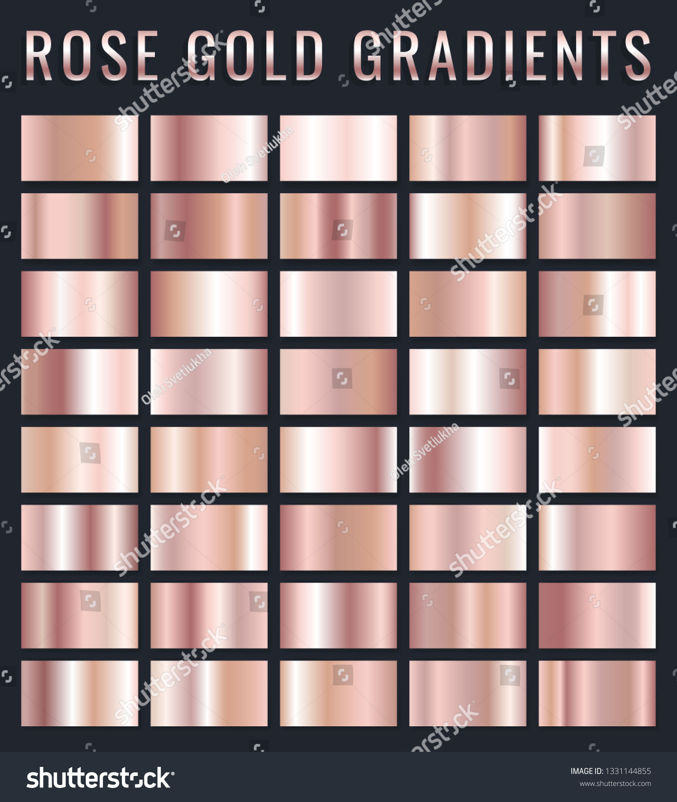 SVG of Collection of rose gold metallic gradient. Brilliant plates with golden effect. Vector illustration. svg