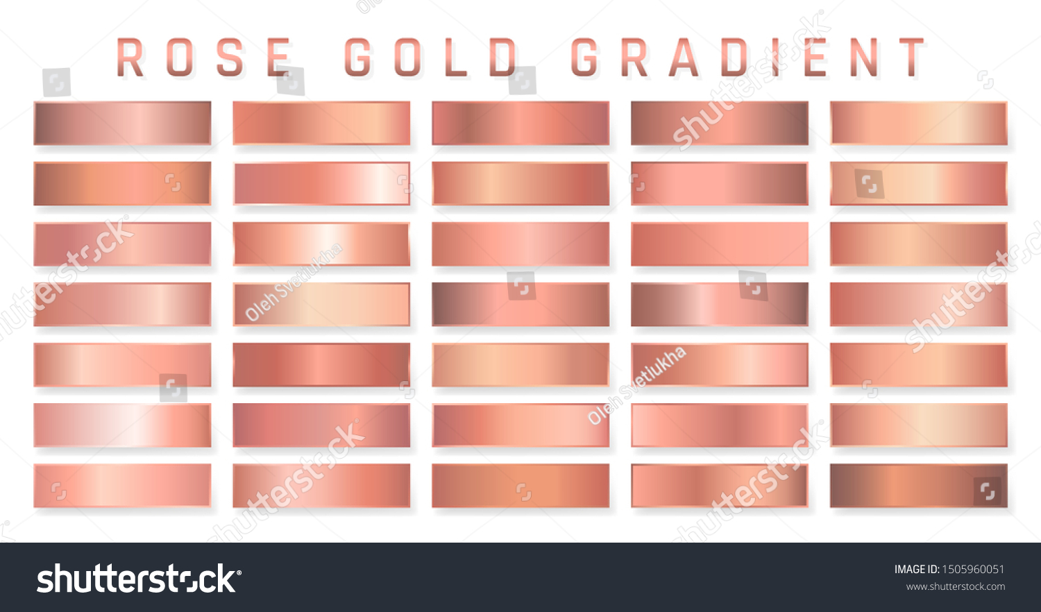 SVG of Collection of rose gold metallic gradient. Brilliant plates with golden effect. Vector illustration. svg