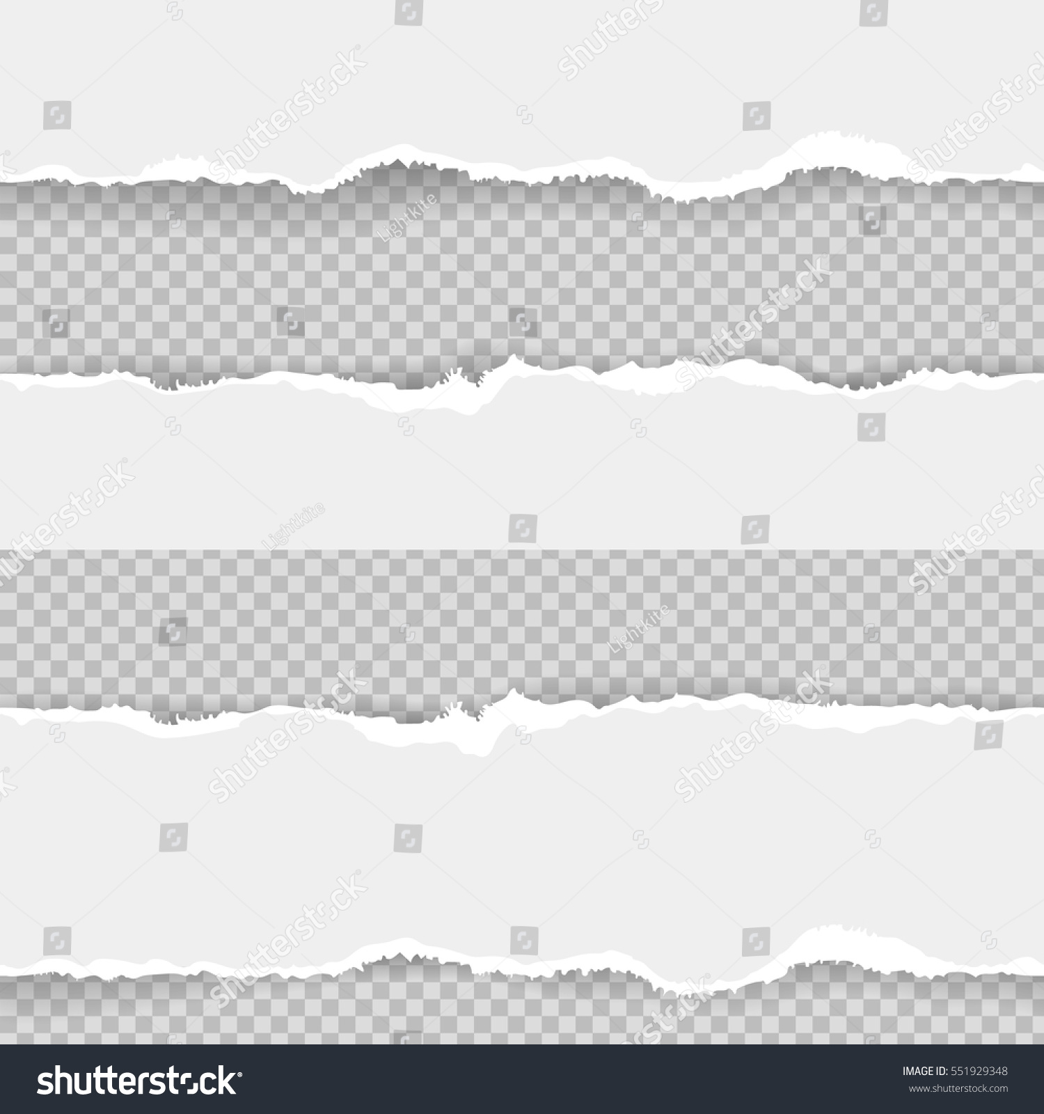 透明な背景にシームレスに破れた紙のコレクション のベクター画像素材 ロイヤリティフリー