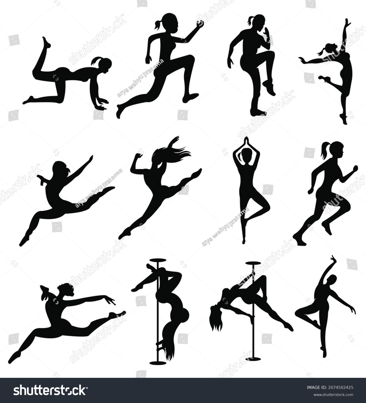 Collection Set Four Vector Dance Silhouettes Stock Vector (Royalty Free ...