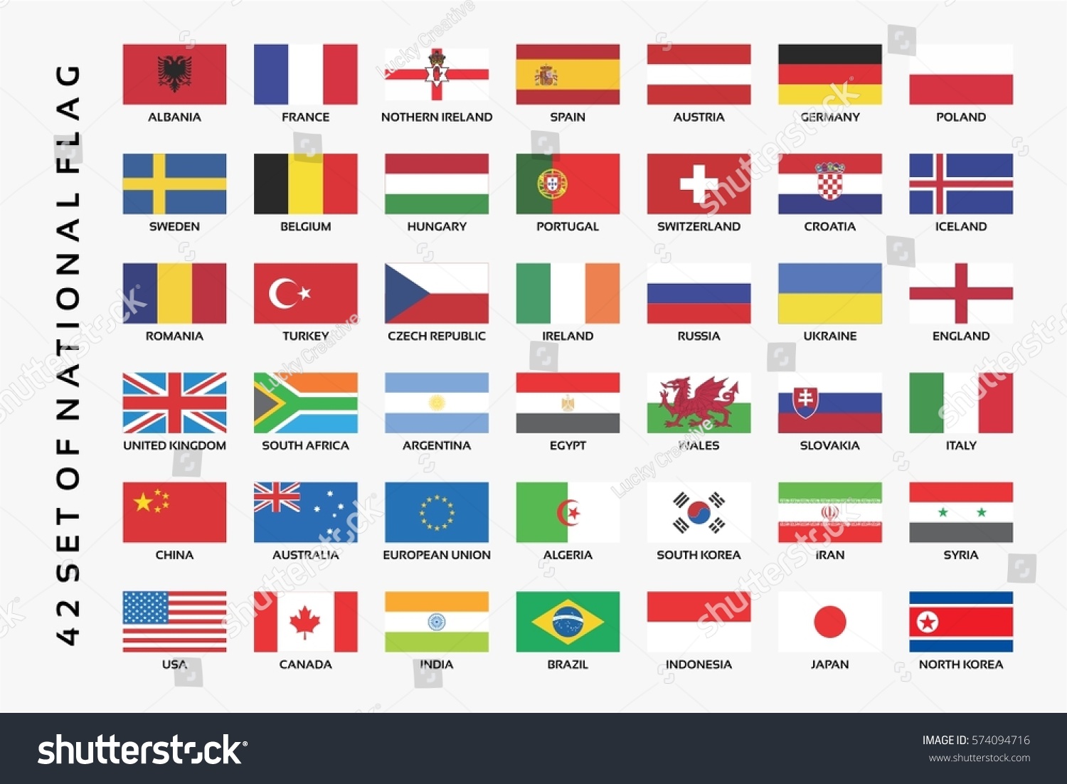 Collection Set National Flag Stock Vector (Royalty Free) 574094716