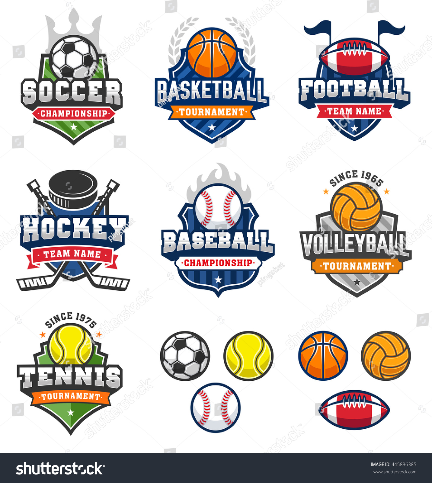 Collection Seven Badges Insignias Most Famous Stock Vector 445836385 ...