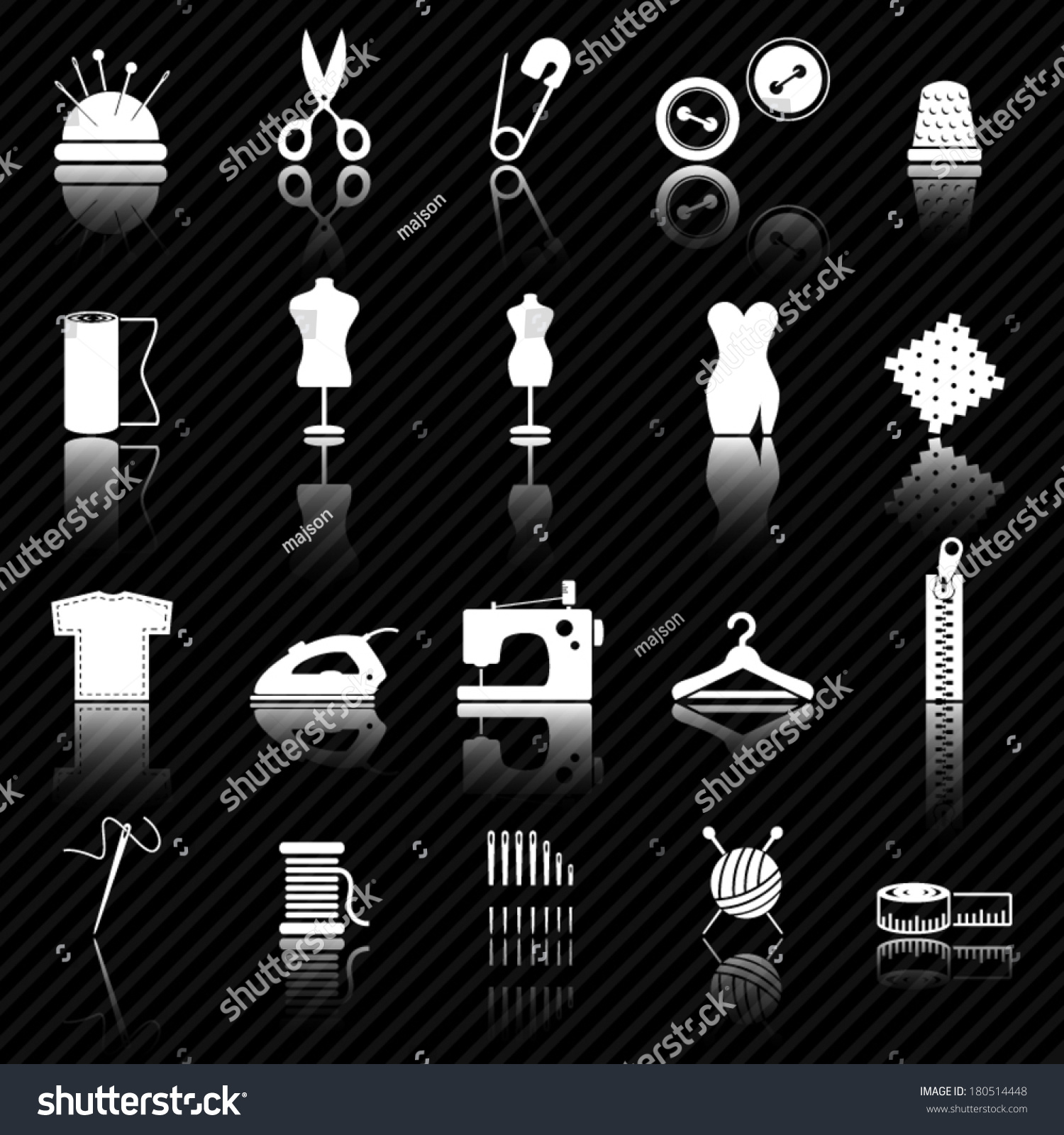 Collection Sewing Icons Stock Vector Royalty Free 180514448 Shutterstock 9589