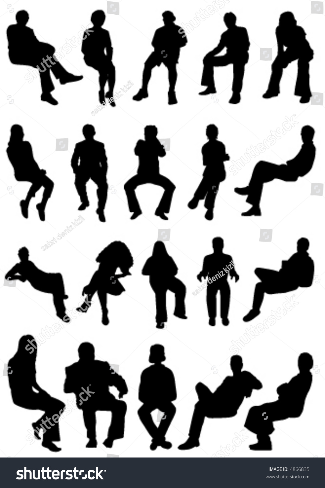 Collection Sitting People Vector Stock Vector 4866835 - Shutterstock