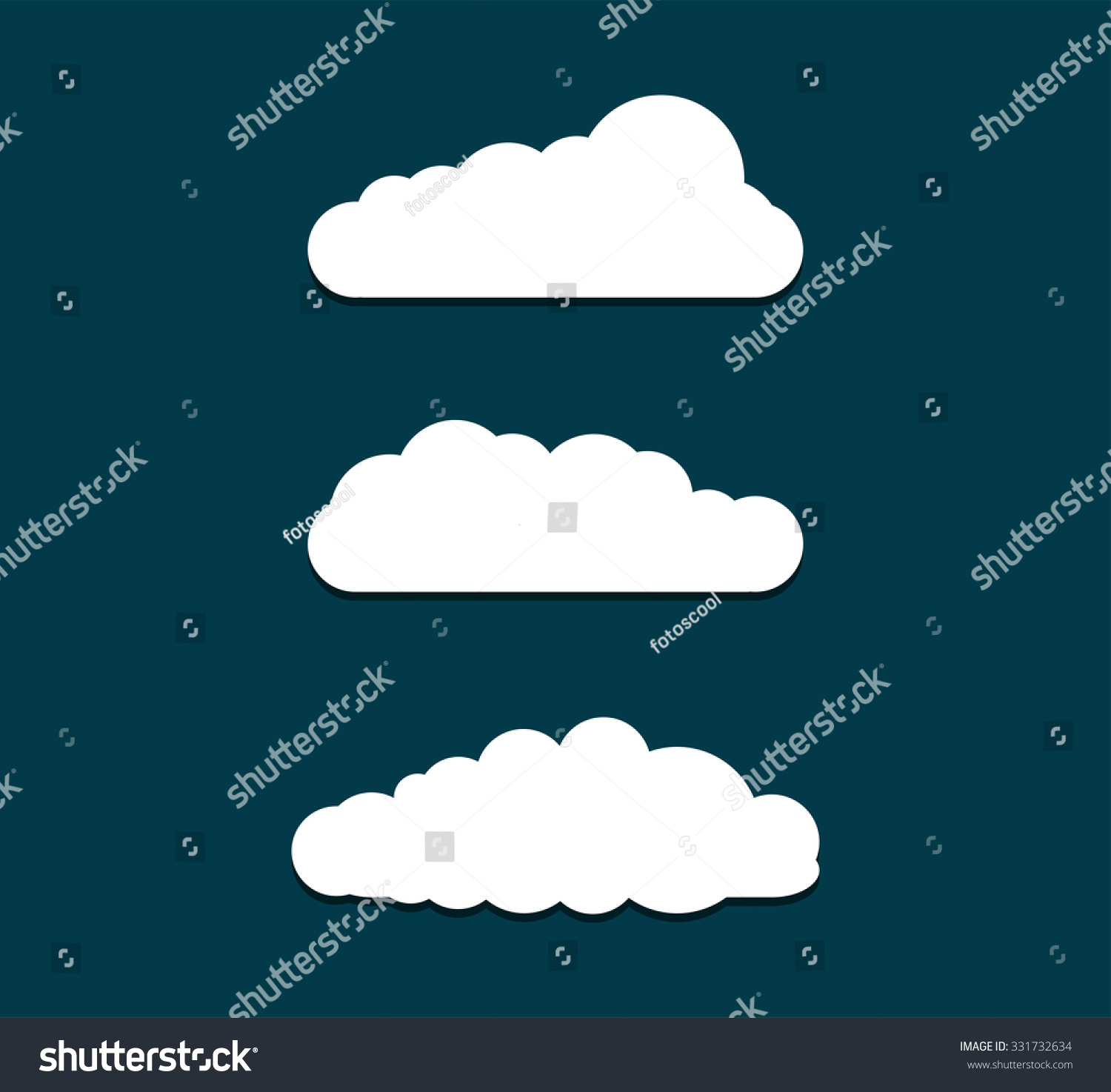 Collection Stylized Fluffy Cloud Silhouettes Isolated Stock Vector ...