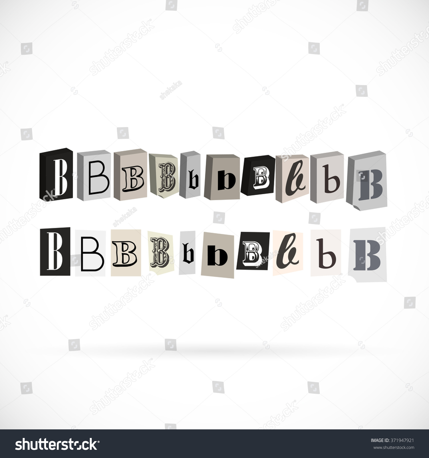 Collection Symbols Alphabet Letter B Newspapers 库存矢量图（免版税）371947921 ...