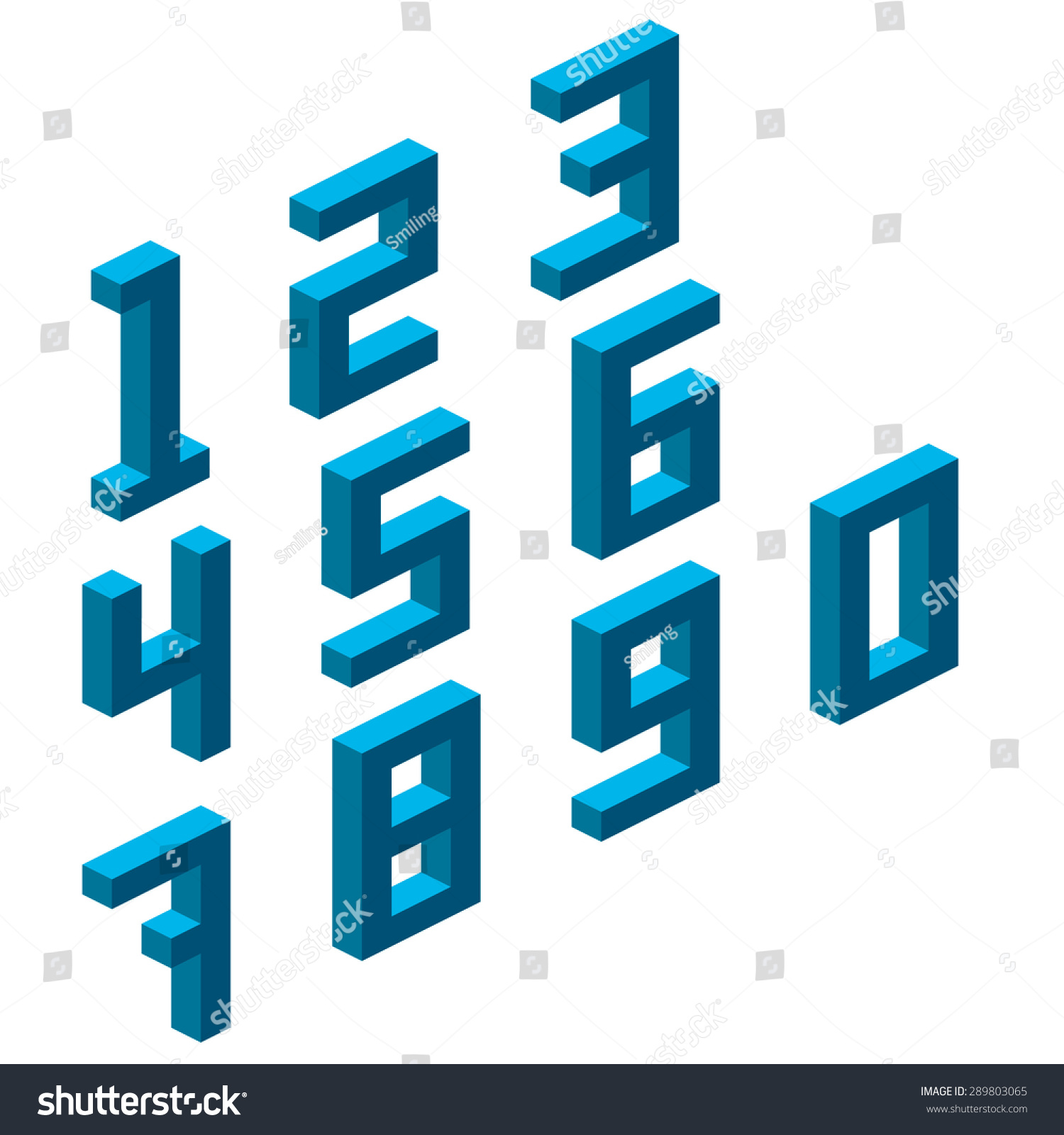 Collection Of The Isometric Numbers. Vector Illustration - 289803065 ...