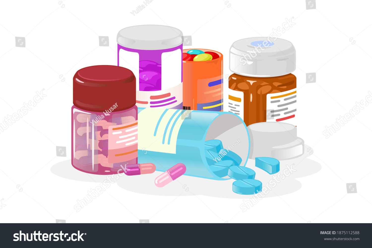 Collection Transparent Bottles Oral Medications Health Stock Vector ...