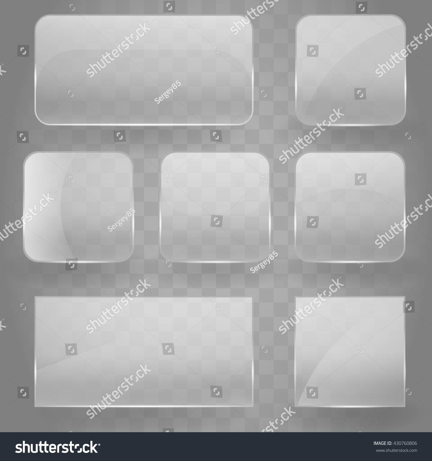 Collection Transparent Square Glass Banners Rounded Stock Vector ...