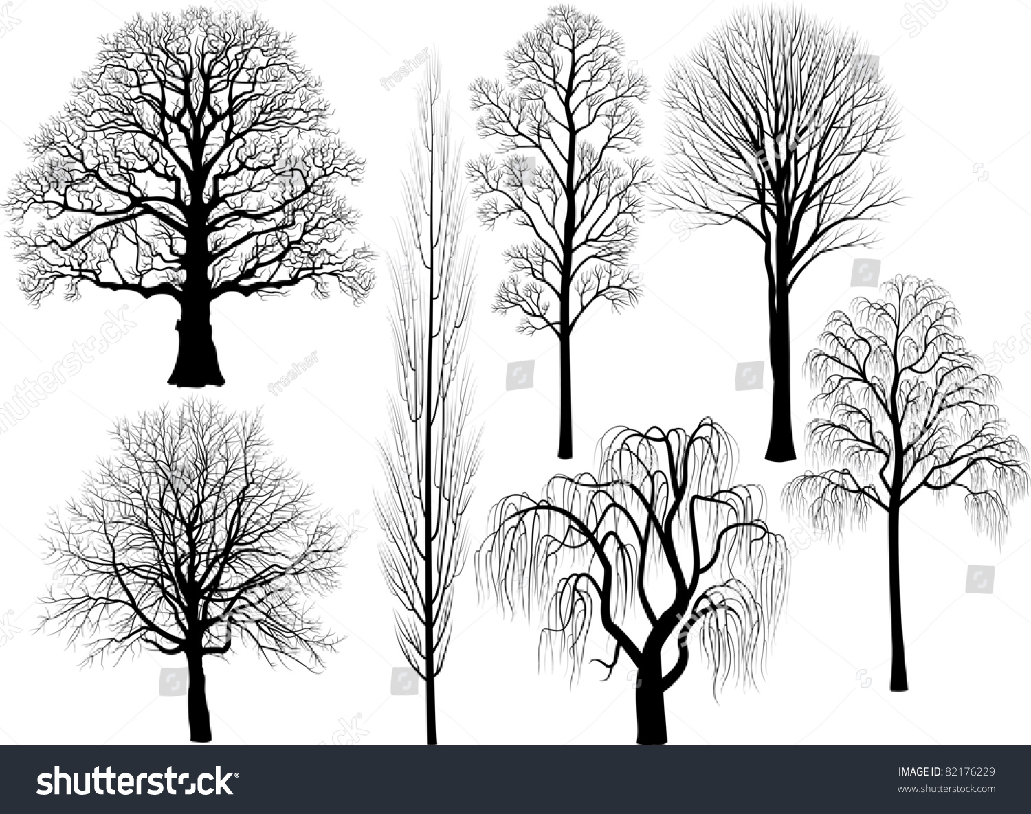 SVG of Collection of trees silhouettes svg