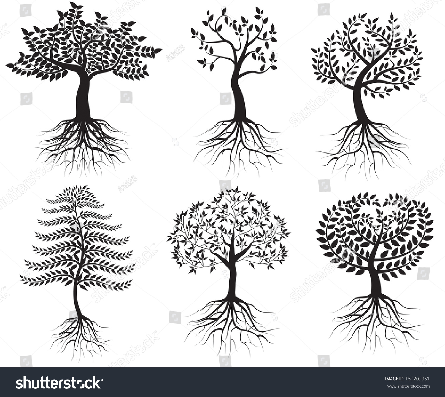 SVG of Collection of trees with roots svg