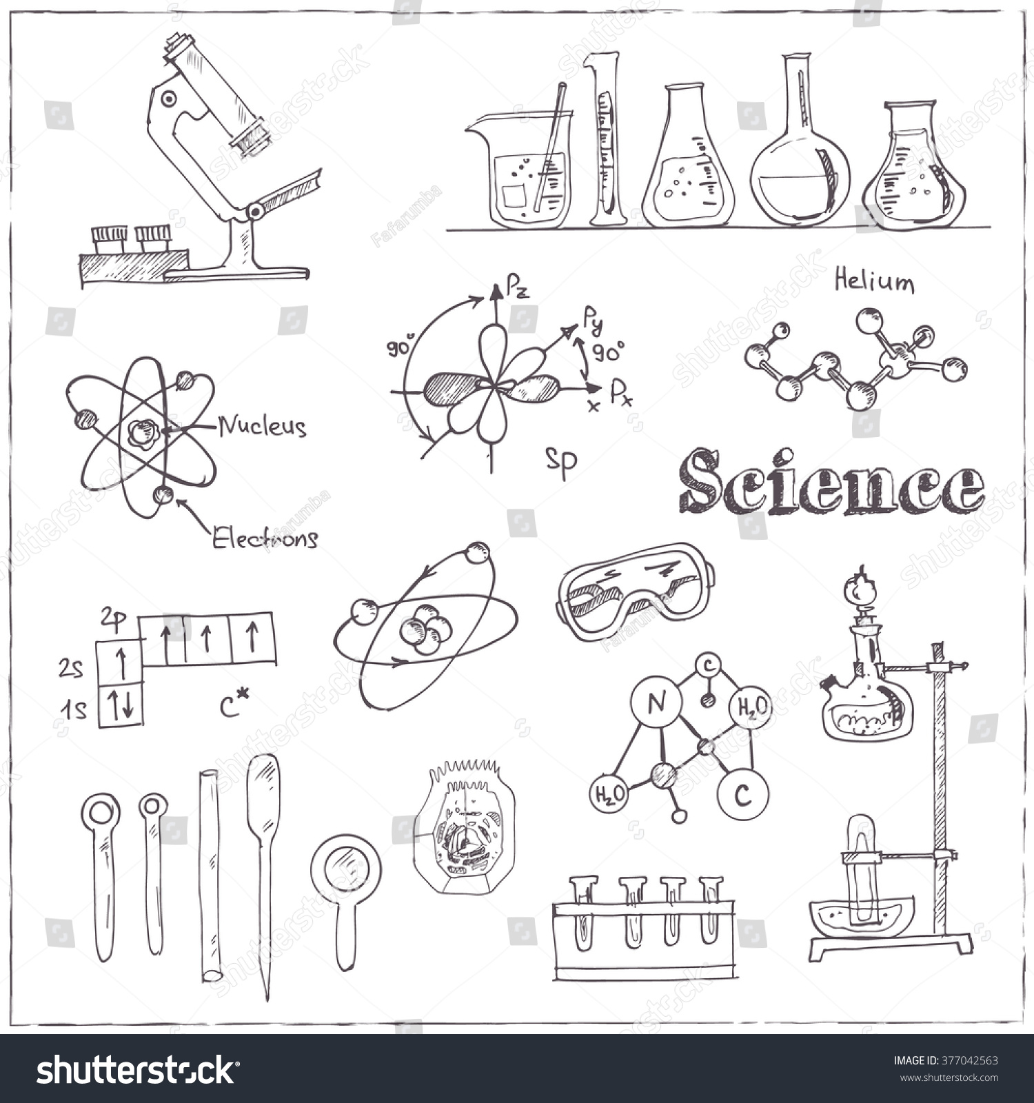 Collection Vector Hand Drawn Doodle Science Stock Vector (Royalty Free ...