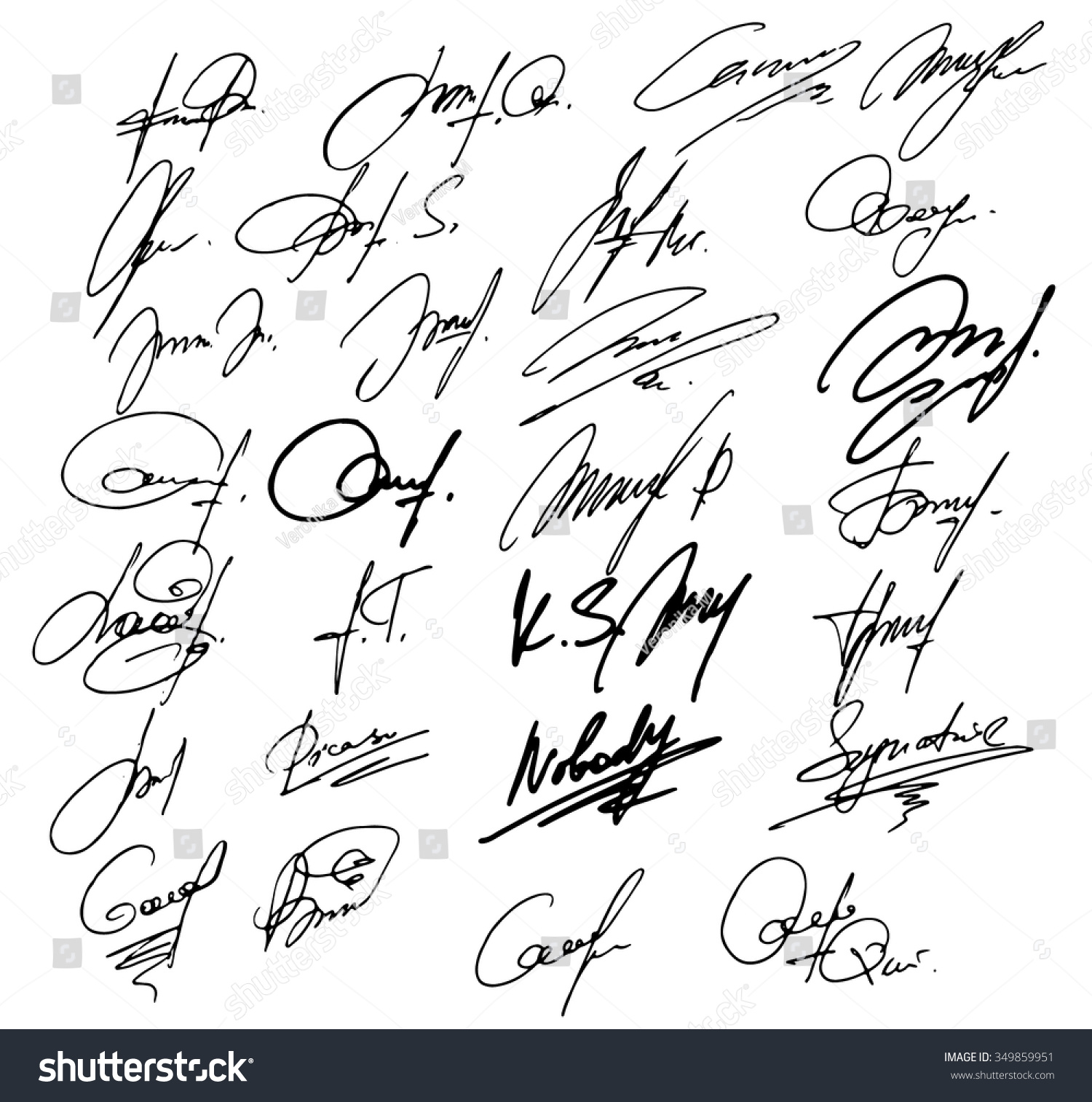 Collection Vector Signatures Fictitious Autograph Signs Stock Vector ...