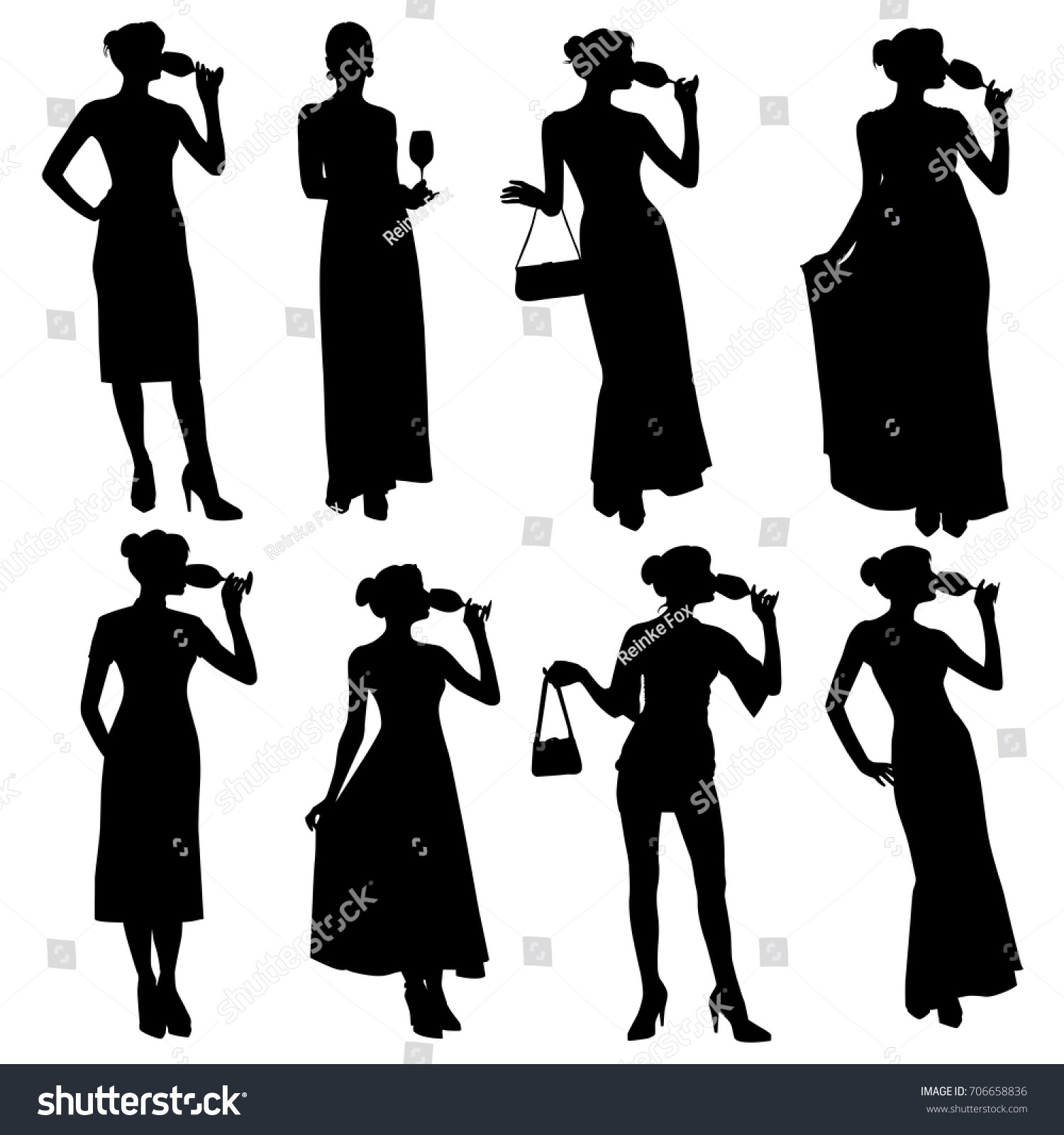 Collection Vector Silhouettes Slim Sexy Girl Stock Vector Royalty Free 706658836 Shutterstock 