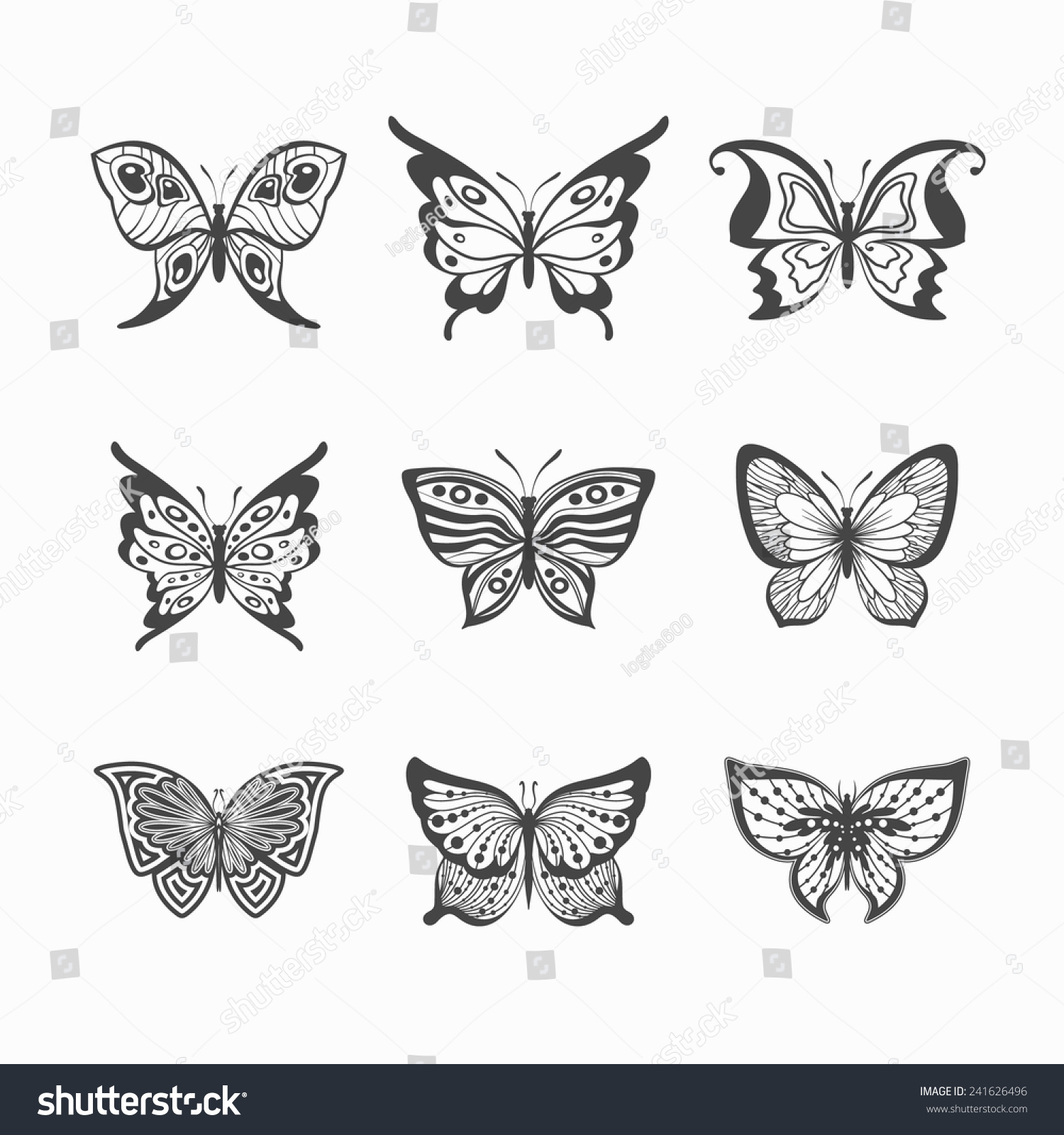 Collection Of Vector Stylized Butterflies. - 241626496 : Shutterstock