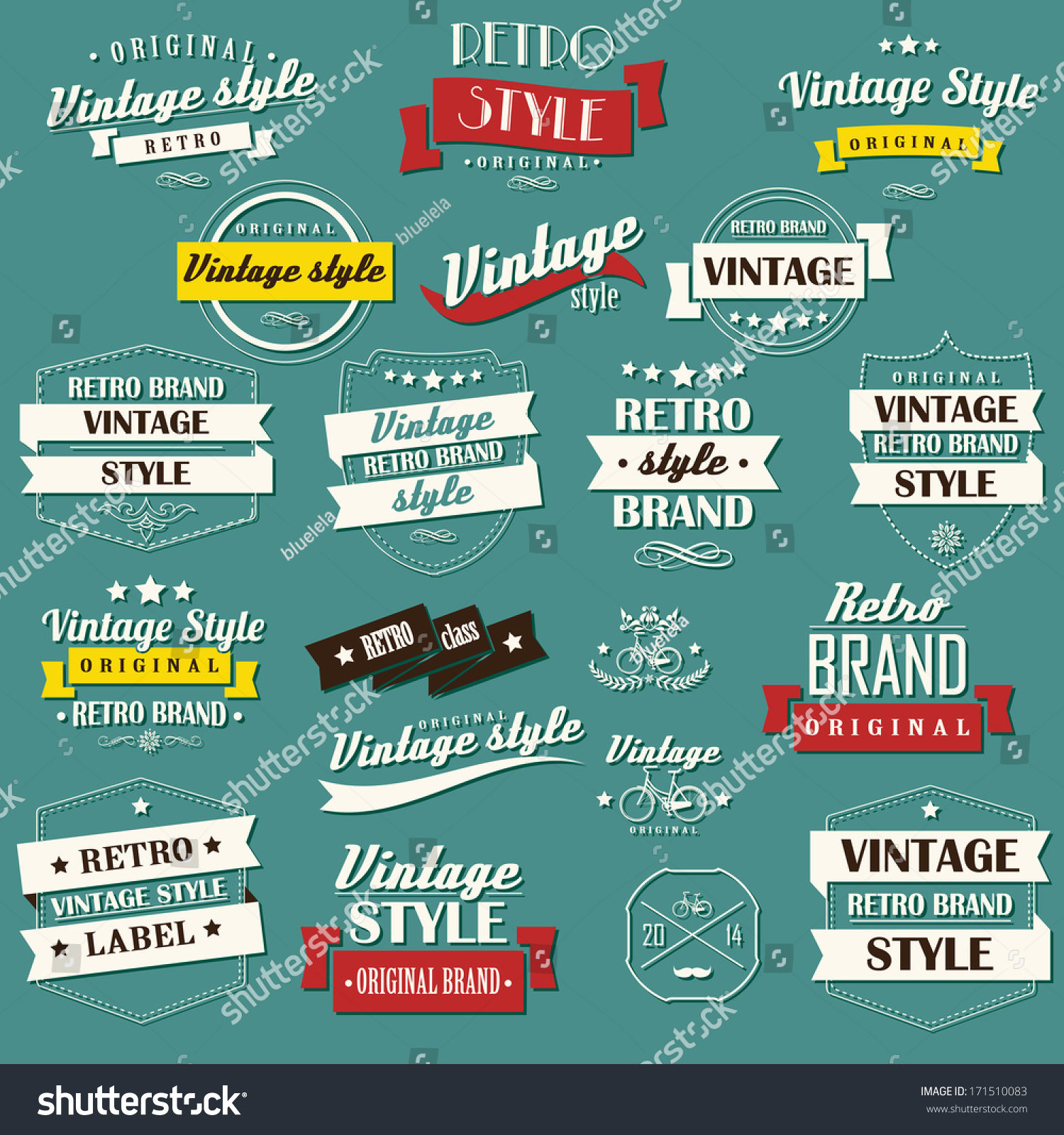 Collection Vintage Retro Labels Badges Stamps Stock Vector (Royalty ...