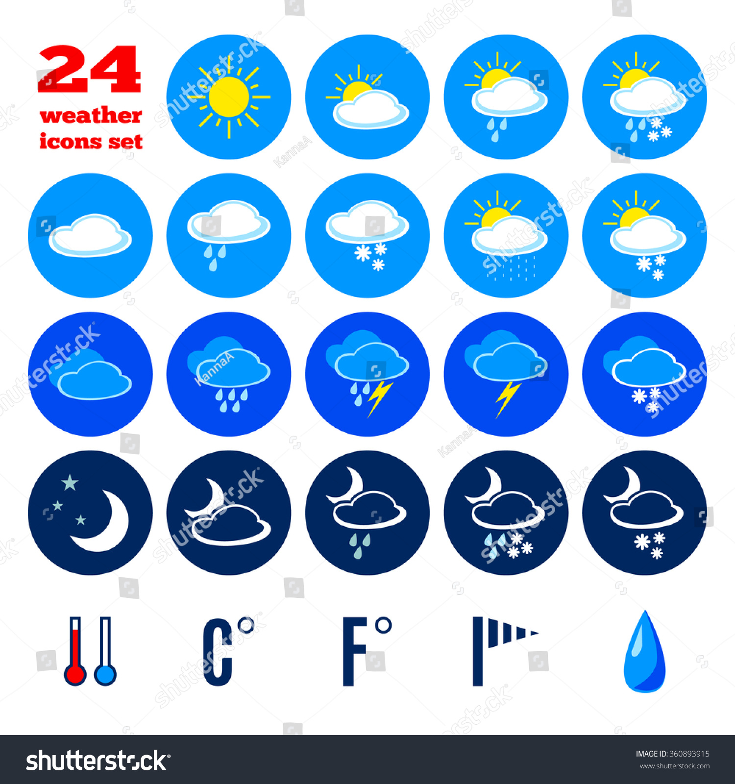 Collection Weather Forecast Icons Symbols Climate: เวกเตอร์สต็อก (ปลอด