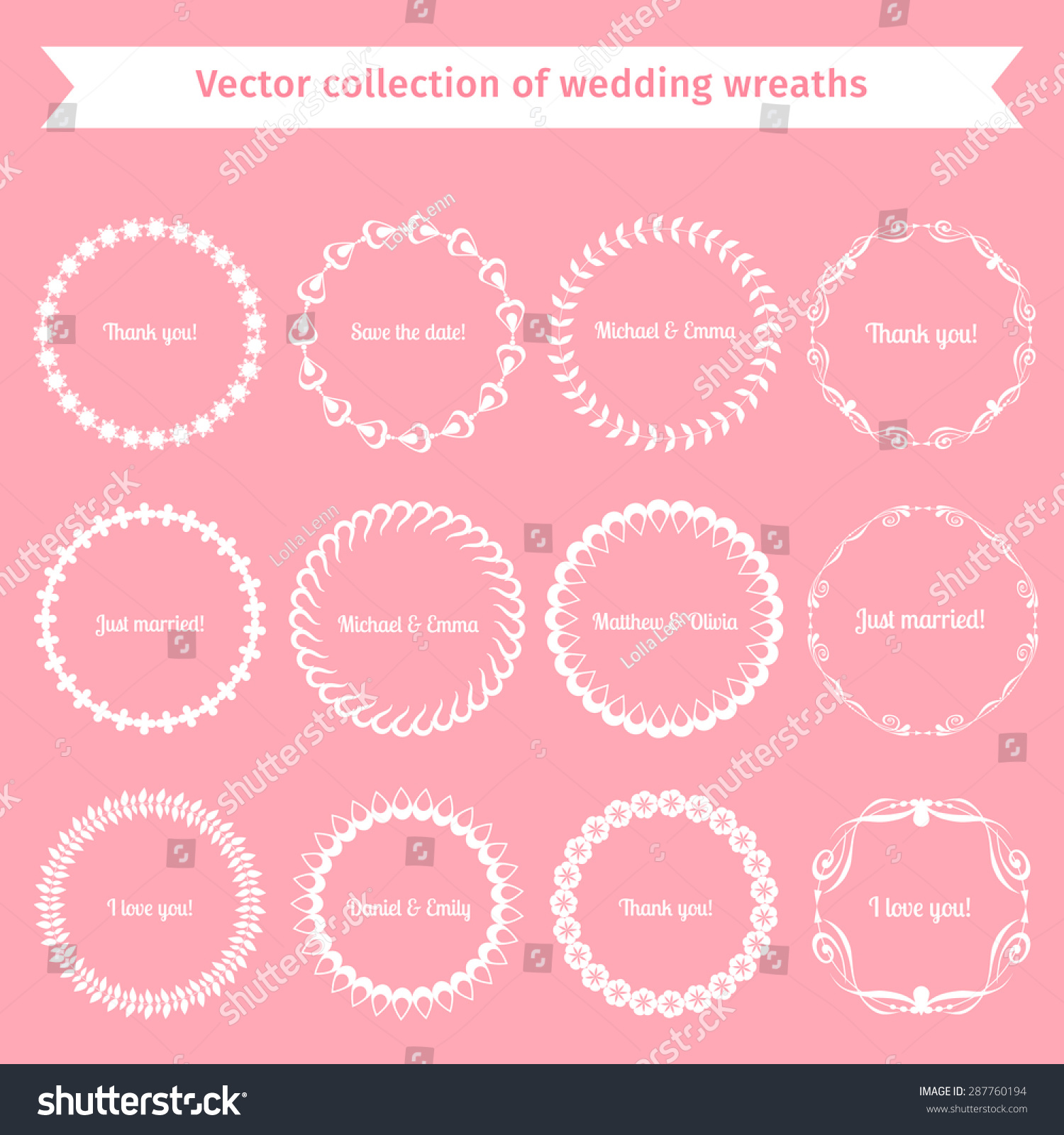Collection Wedding Wreaths Vector Illustration Stock Vector Royalty Free 287760194 Shutterstock 4179