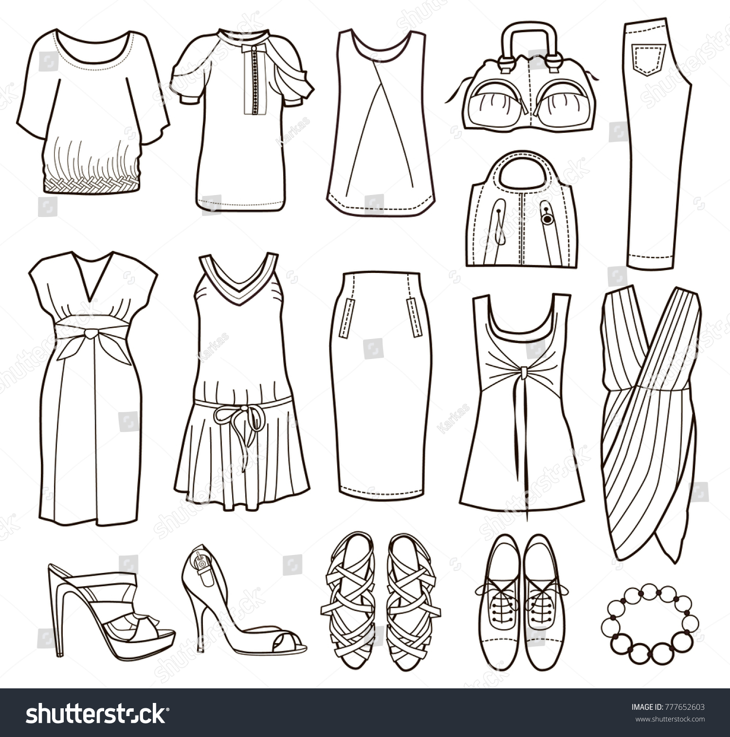 Collection Womens Clothing Vector Illustration Stock Vector (Royalty ...