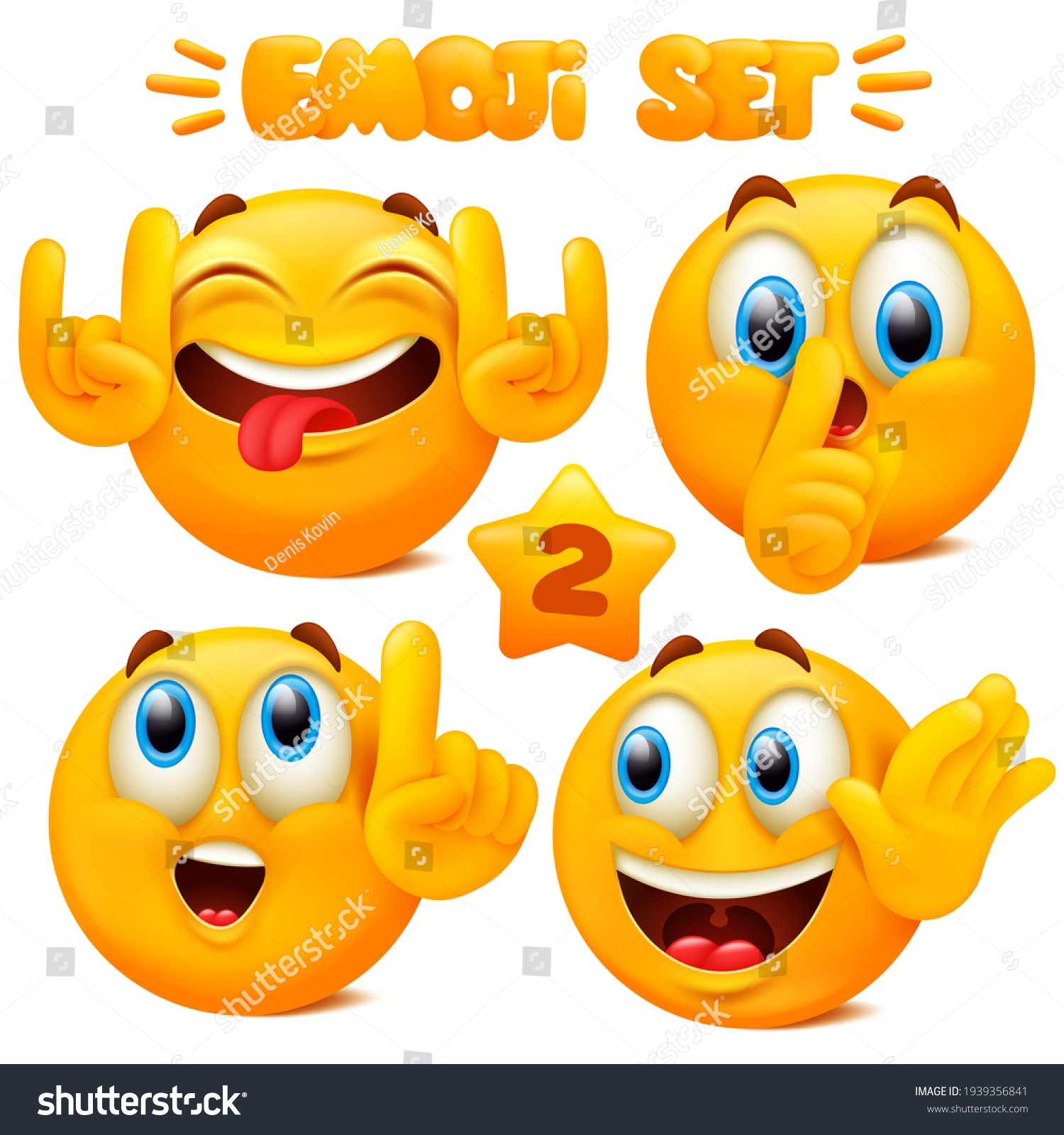 Collection Yellow Emoji Icons Emoticon Cartoon Stock Vector Royalty ...