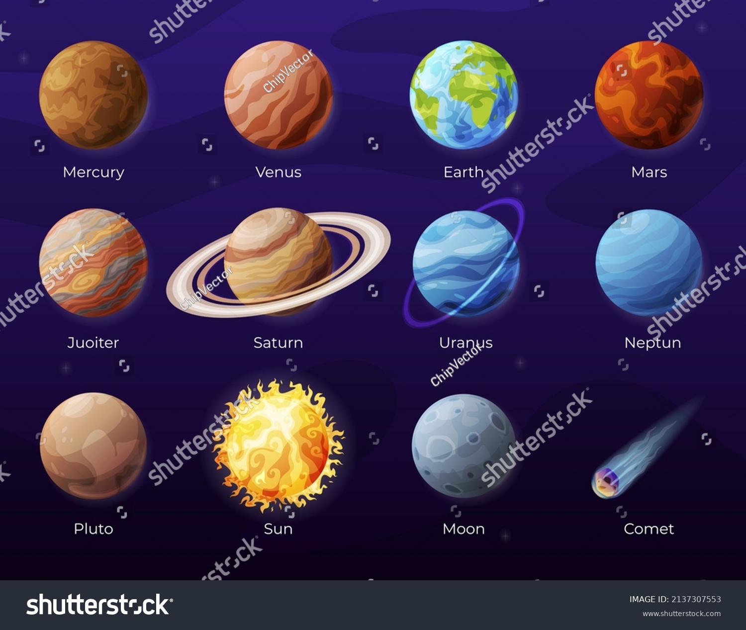 Collection Planets Solar Systems Names Infographic Stock Vector ...