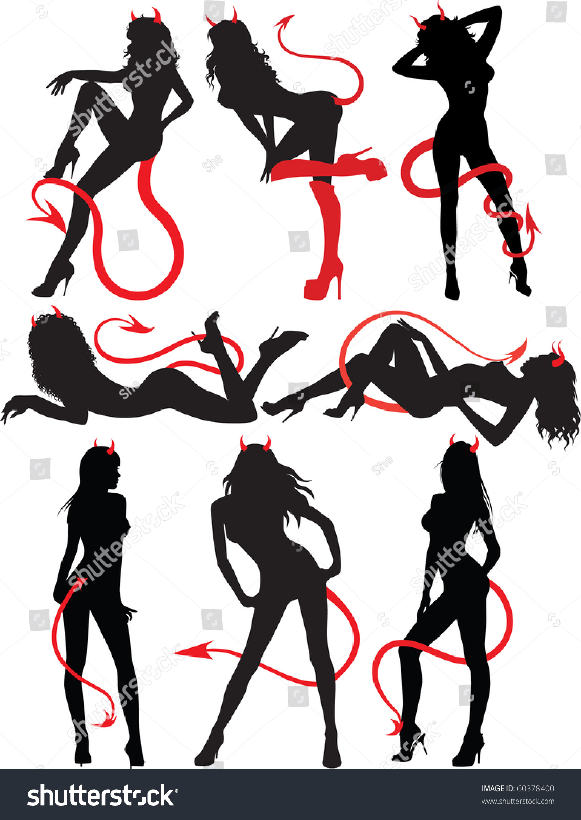 美しいセクシーな悪魔の女性のコレクション 立ち 座り 横になり 休む 白い背景に黒と赤のシルエット のベクター画像素材 ロイヤリティフリー 美しいセクシーな悪魔の女性のコレクション 立ち 座り 横になり 休む 白い背景に黒と赤のシルエット のベクター画像素材 ロイヤリティフリー