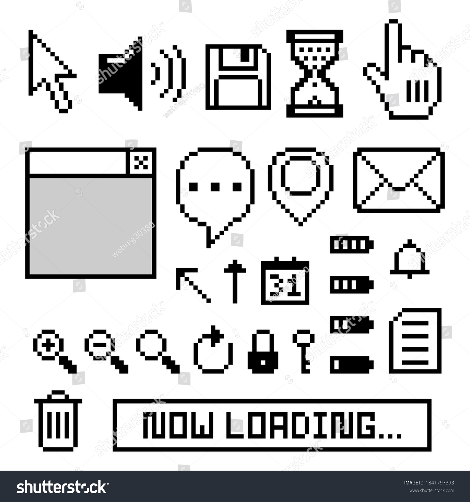 Collection Set Retro Game 8 Bit Stock Vector (Royalty Free) 1841797393 ...