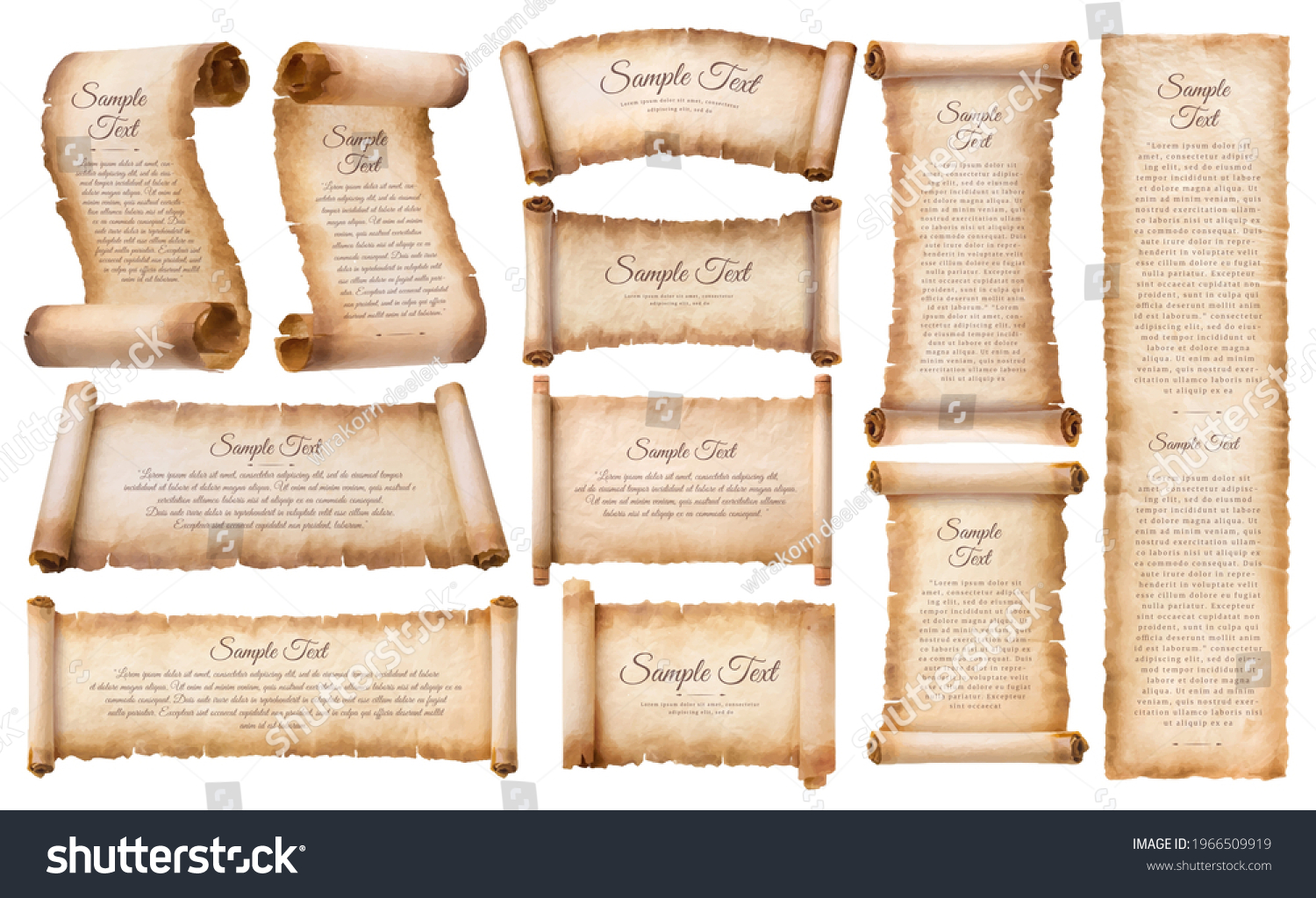 Collection Set Old Parchment Paper Scroll Stock Vector Royalty Free Shutterstock