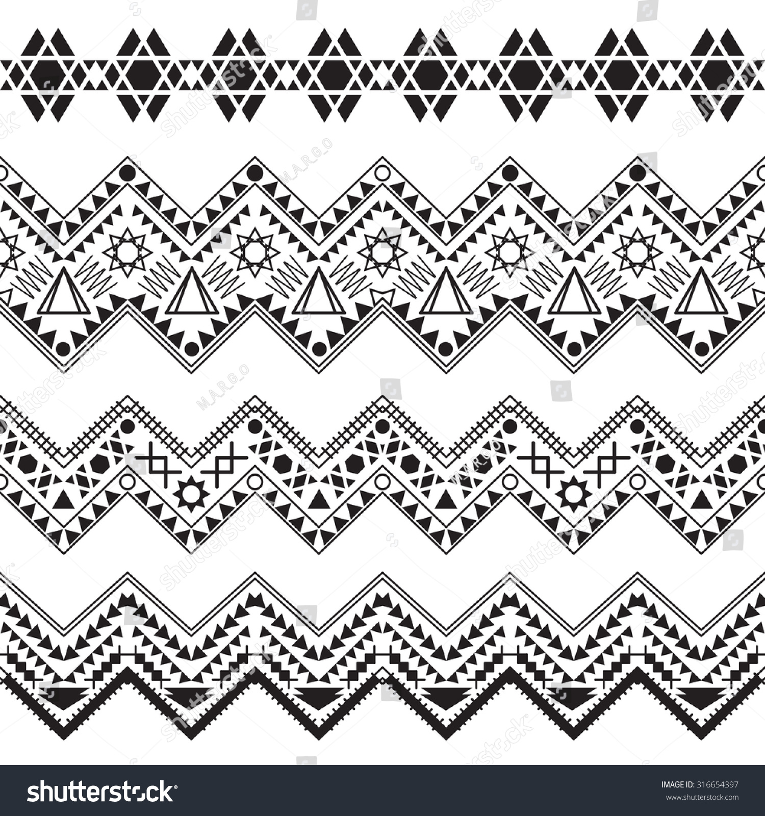 Collection Tribal Borders Vector Illustration Stock Vector (Royalty ...