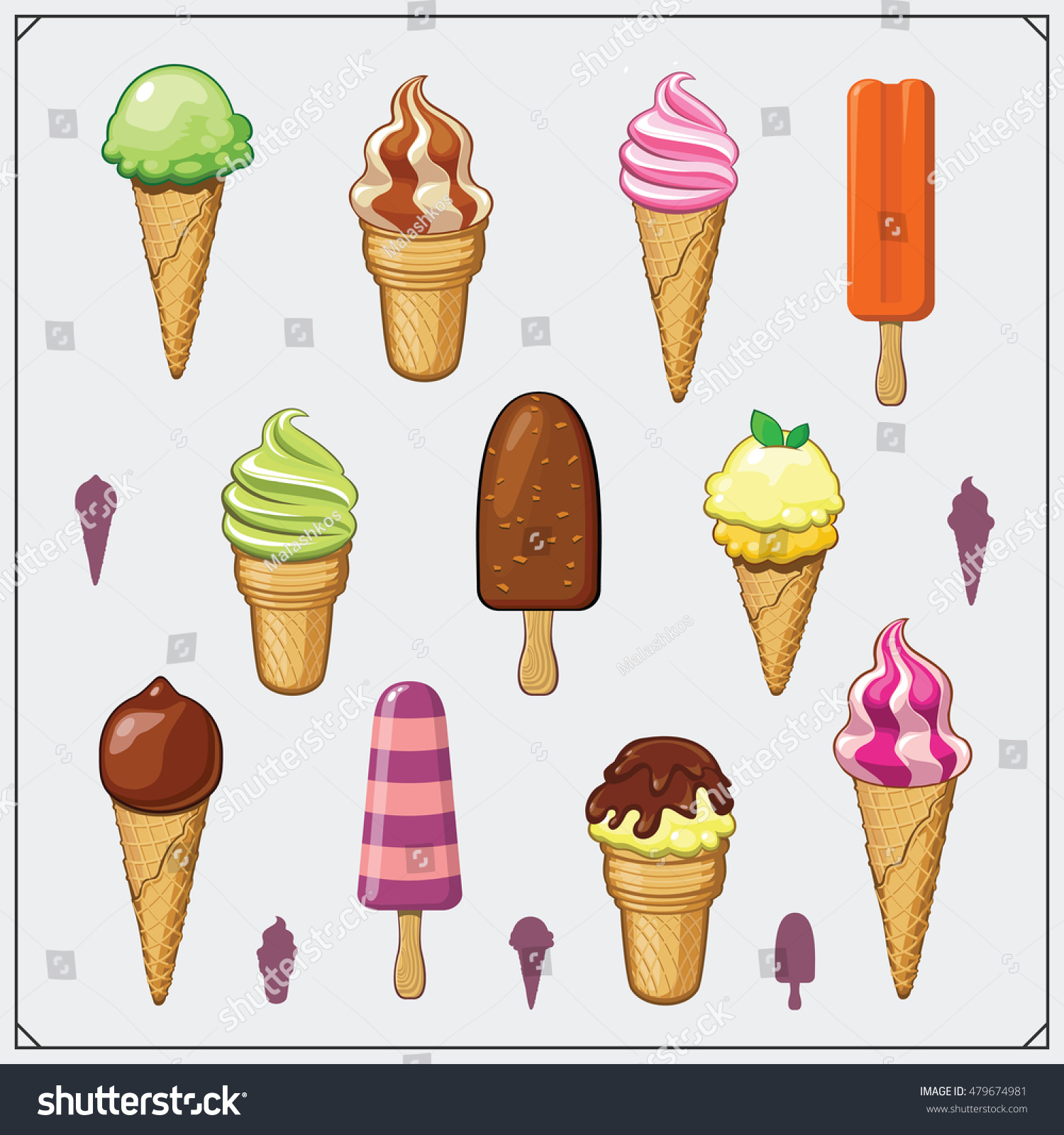 Collections Ice Cream Icons Signs Stock Vector (Royalty Free) 479674981 ...