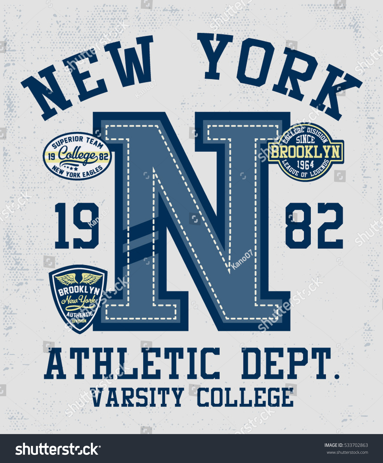 College New York Brooklyn Typography Patches Stock Vector (royalty Free 