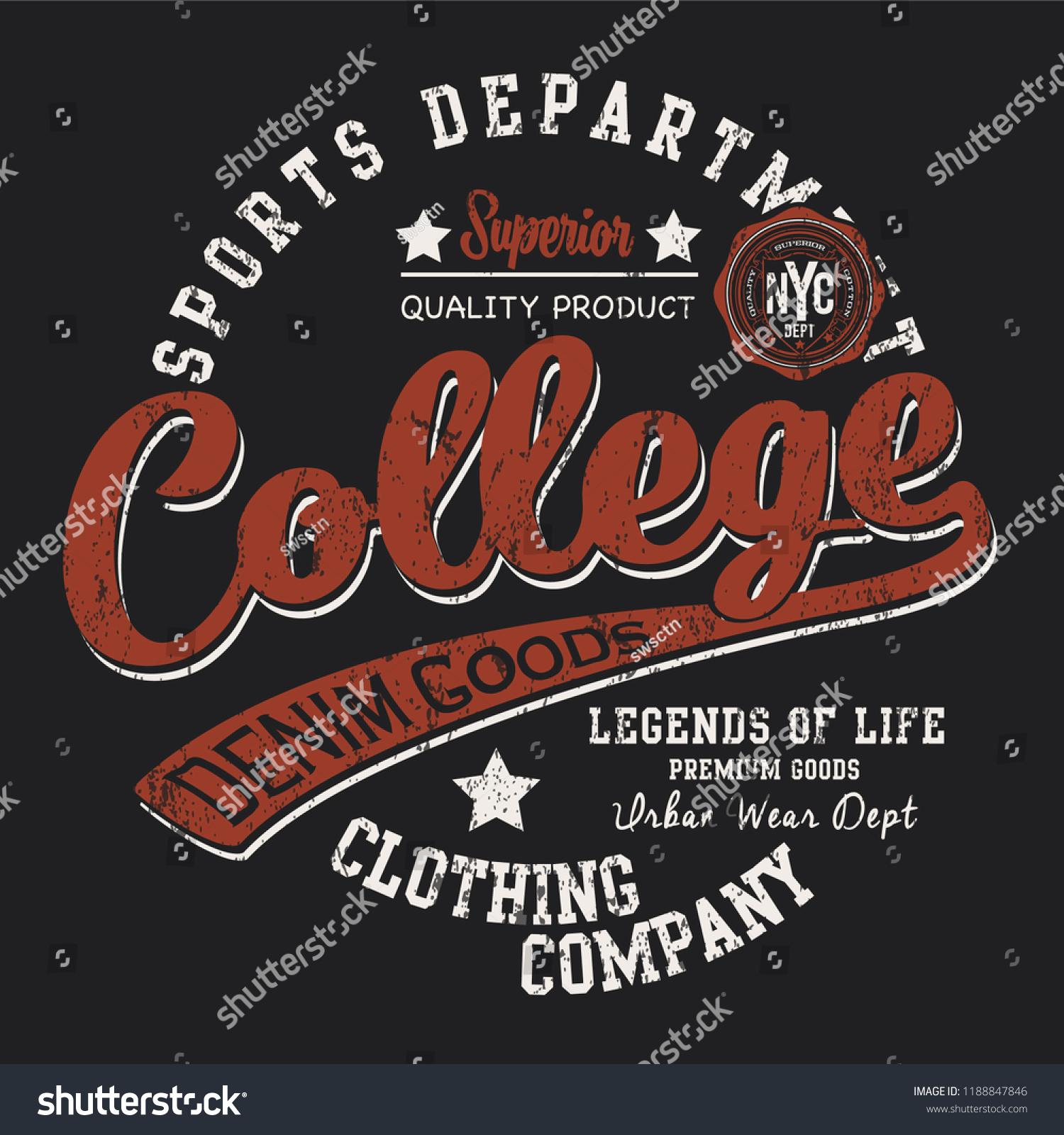 College Sports Print Stock Vector (Royalty Free) 1188847846 | Shutterstock