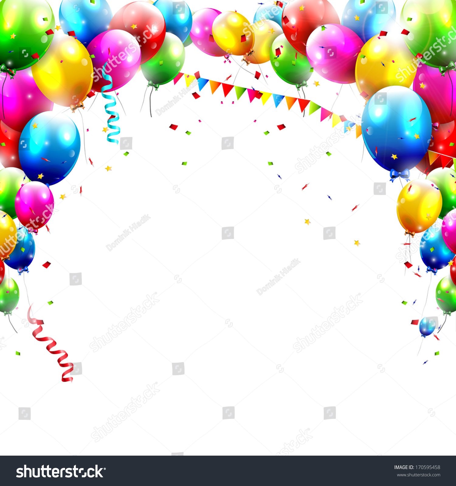 Coloful Birthday Balloons Isolated On White Stock Vector 170595458 ...