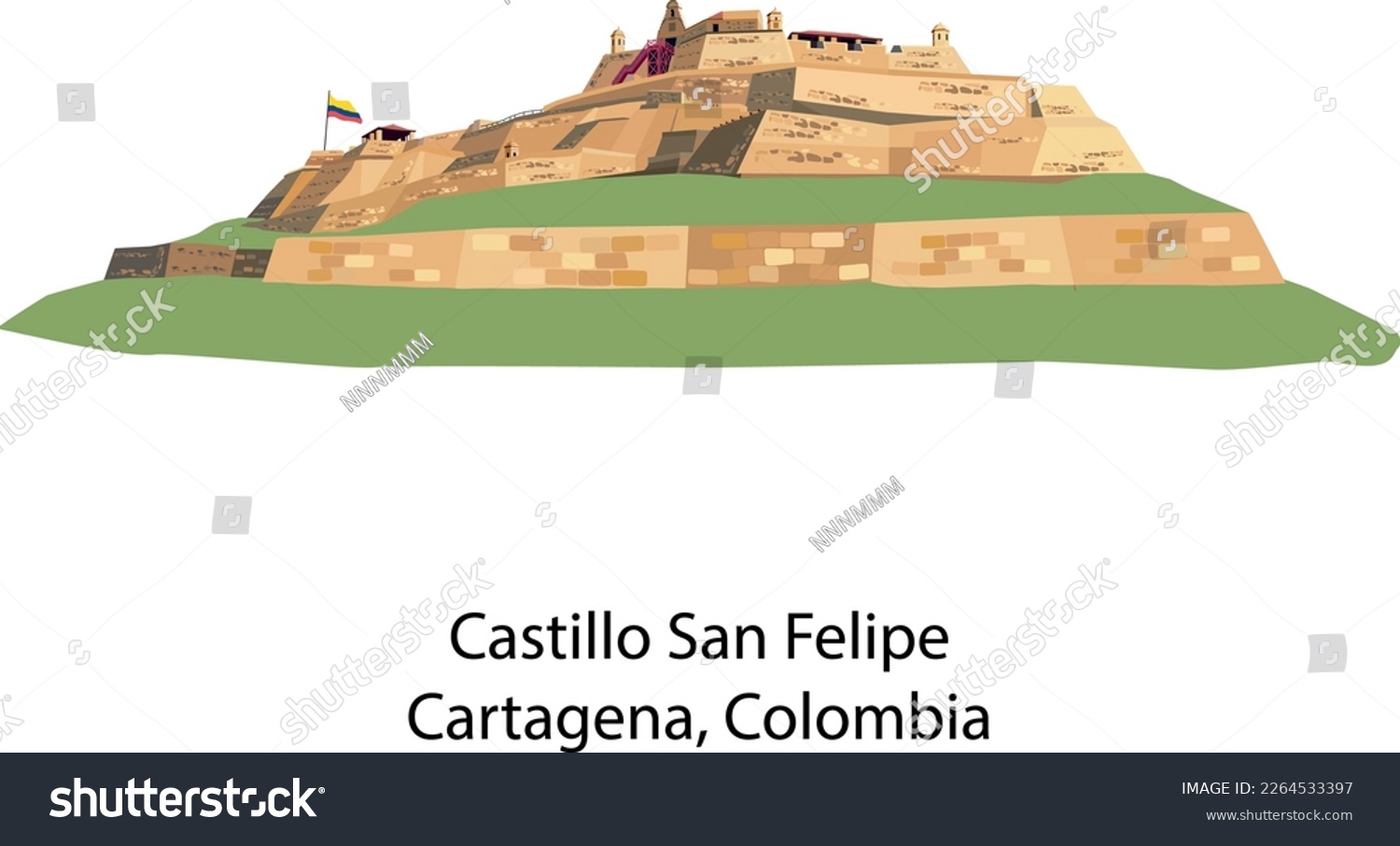 SVG of Colombian, colonial castle San Felipe, cartagena, important building svg
