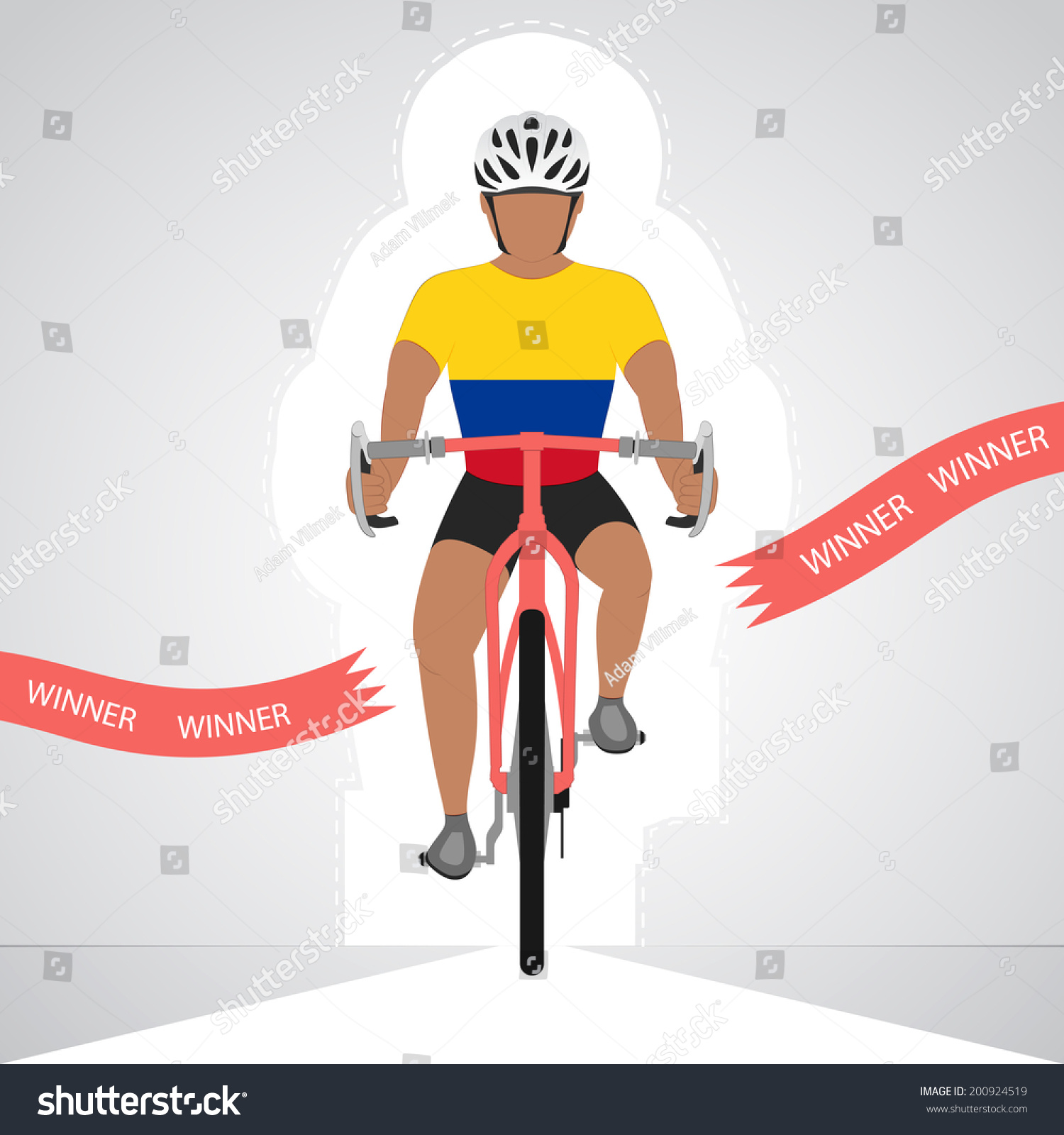 Colombian Cyclist Front View Crossing Red Stock Vector (Royalty Free ...