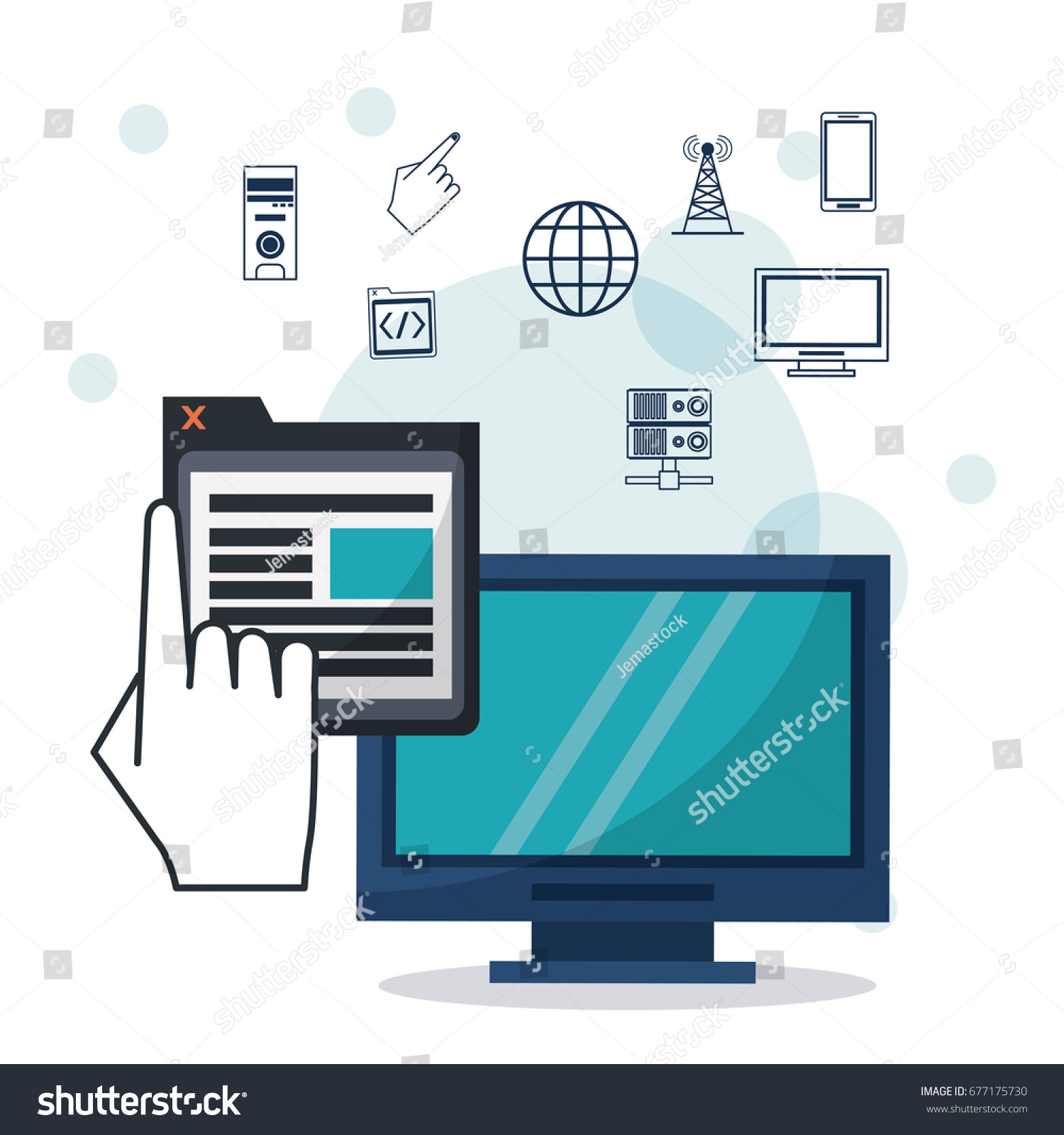 Color Background Desktop Computer Closeup Window Stock Vector