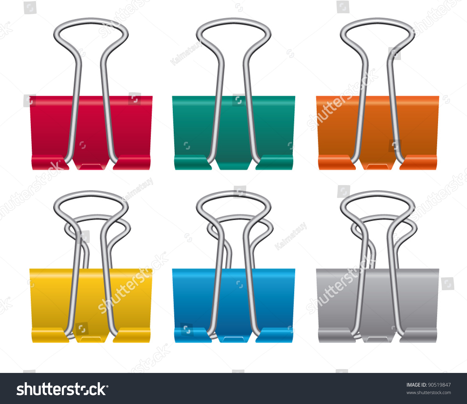 Color Binder Clips Stock Vector 90519847 - Shutterstock