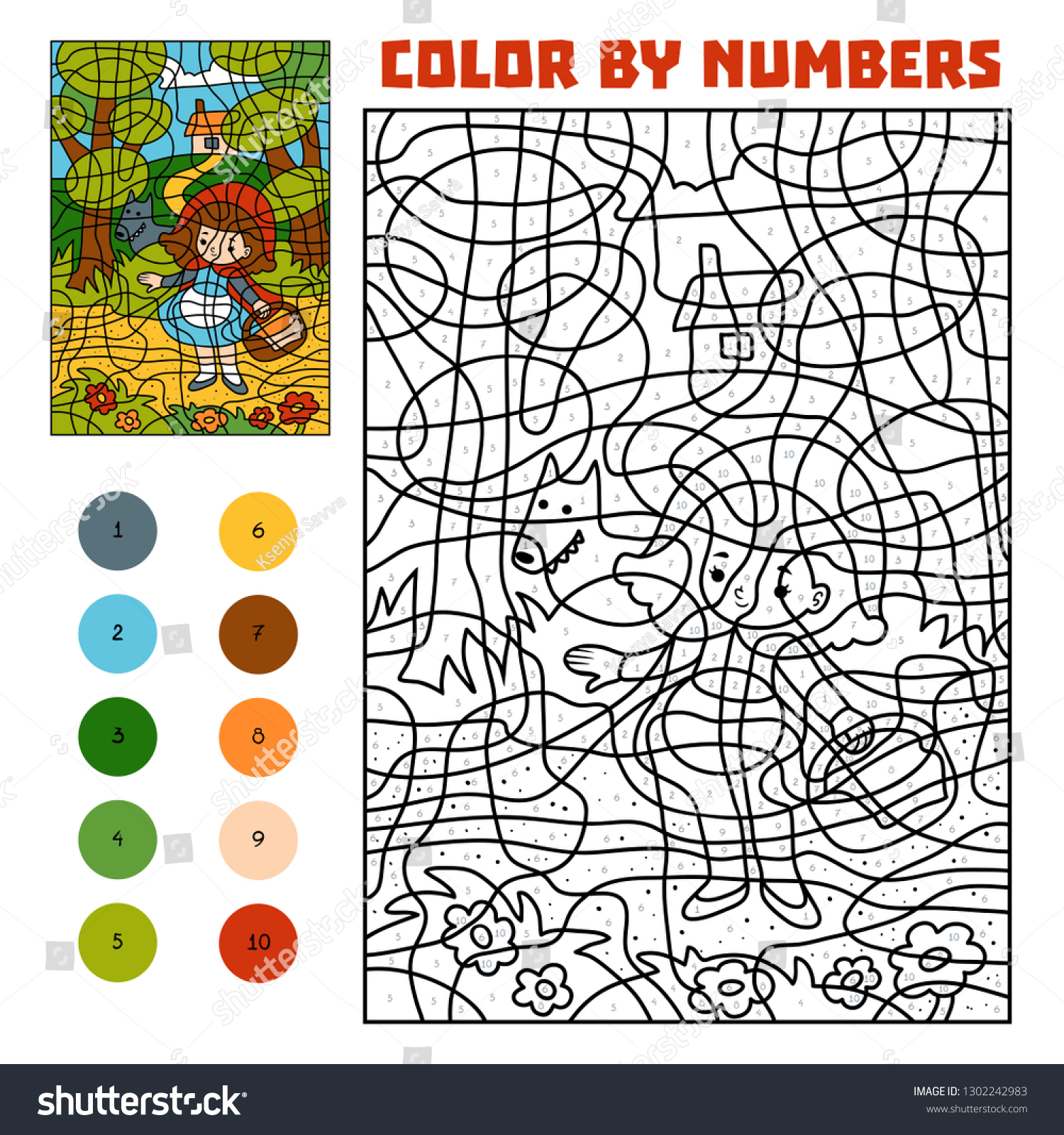 Color By Number Education Game Children Stock Vector (Royalty Free ...