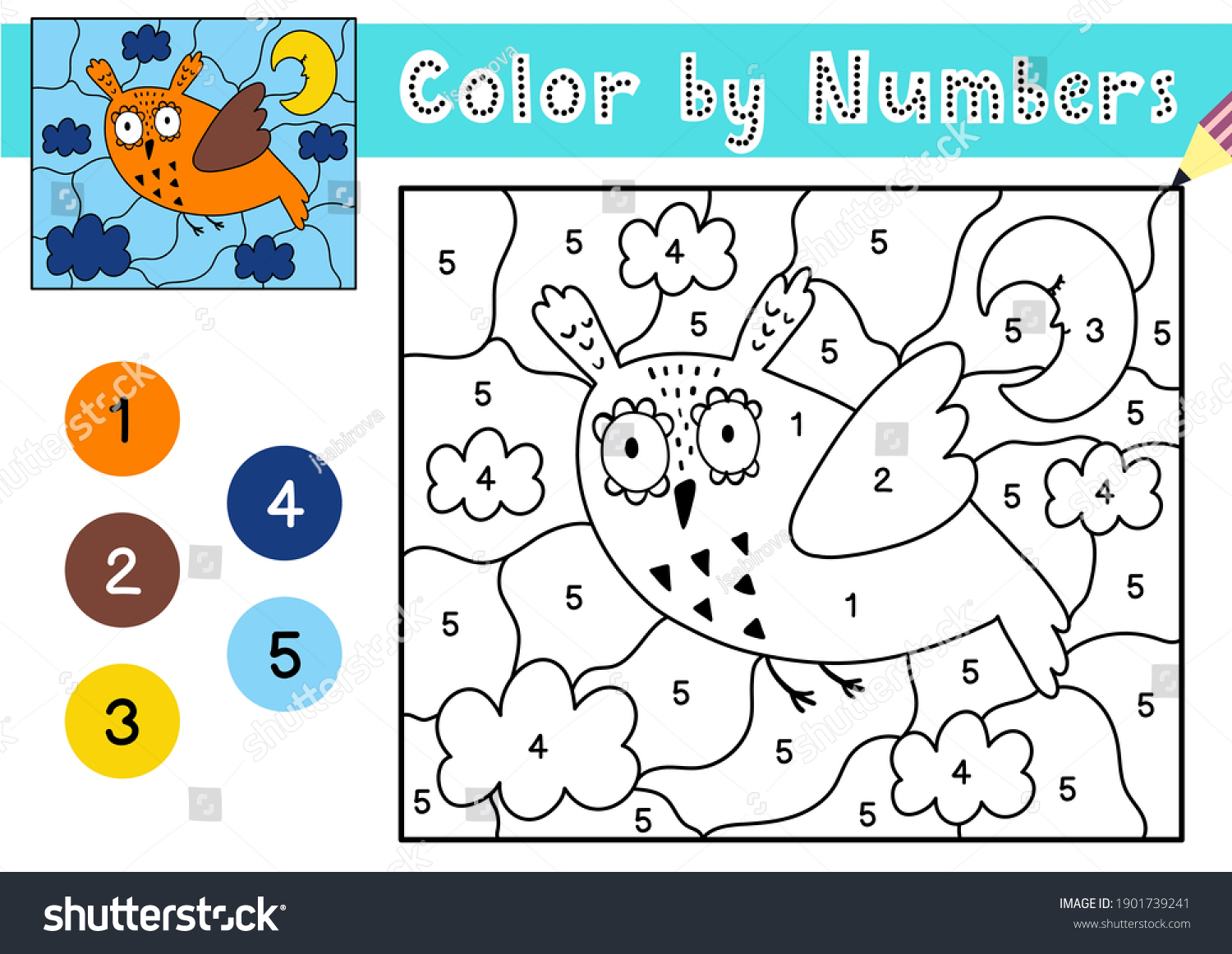 Color By Number Game Kids Coloring Stock Vector (Royalty Free) 1901739241 | Shutterstock