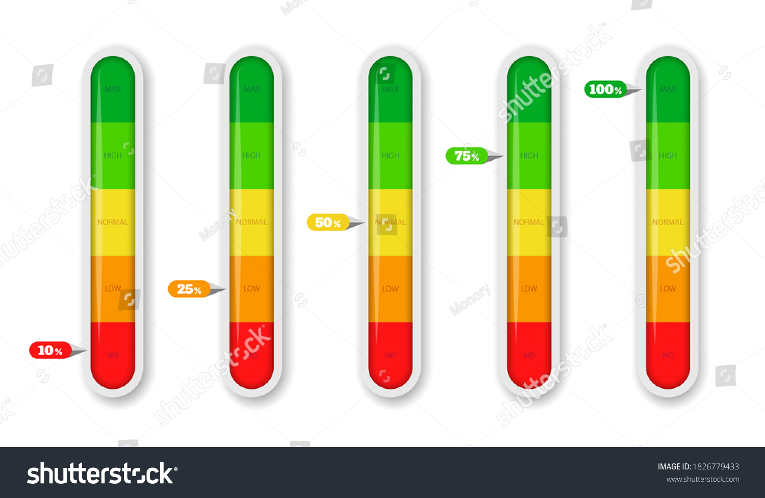 Color Coded Progress Level Indicator Units Stock Vector (Royalty Free ...