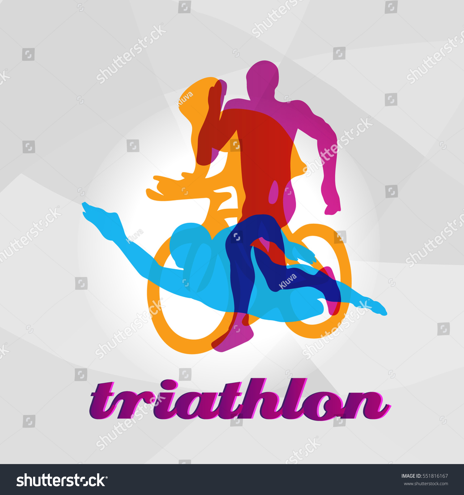 Color Flat Logo Triathlon Vector Figures Stock Vector (Royalty Free ...