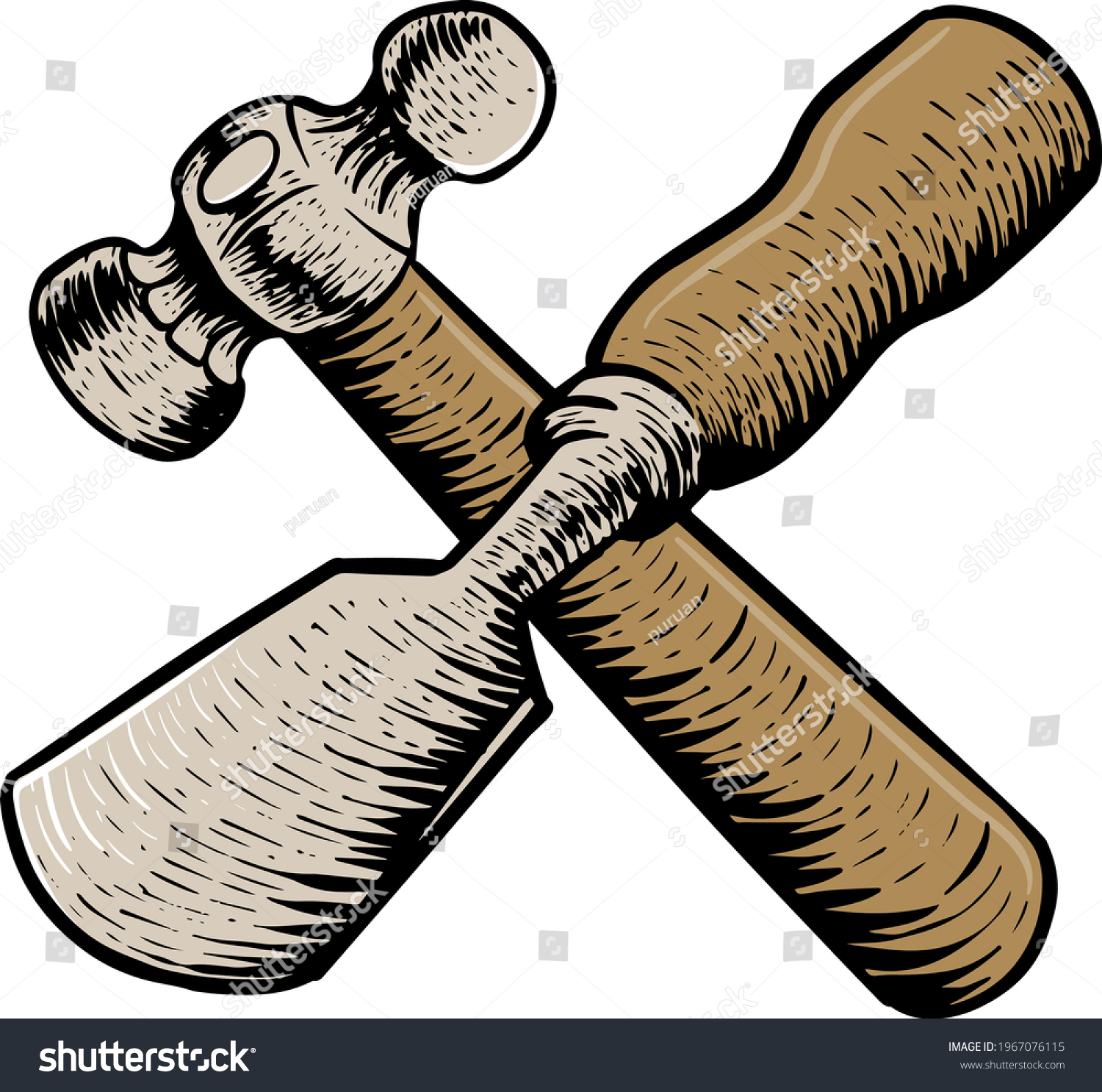 SVG of Color hammer and chisel icon woodworking tool svg