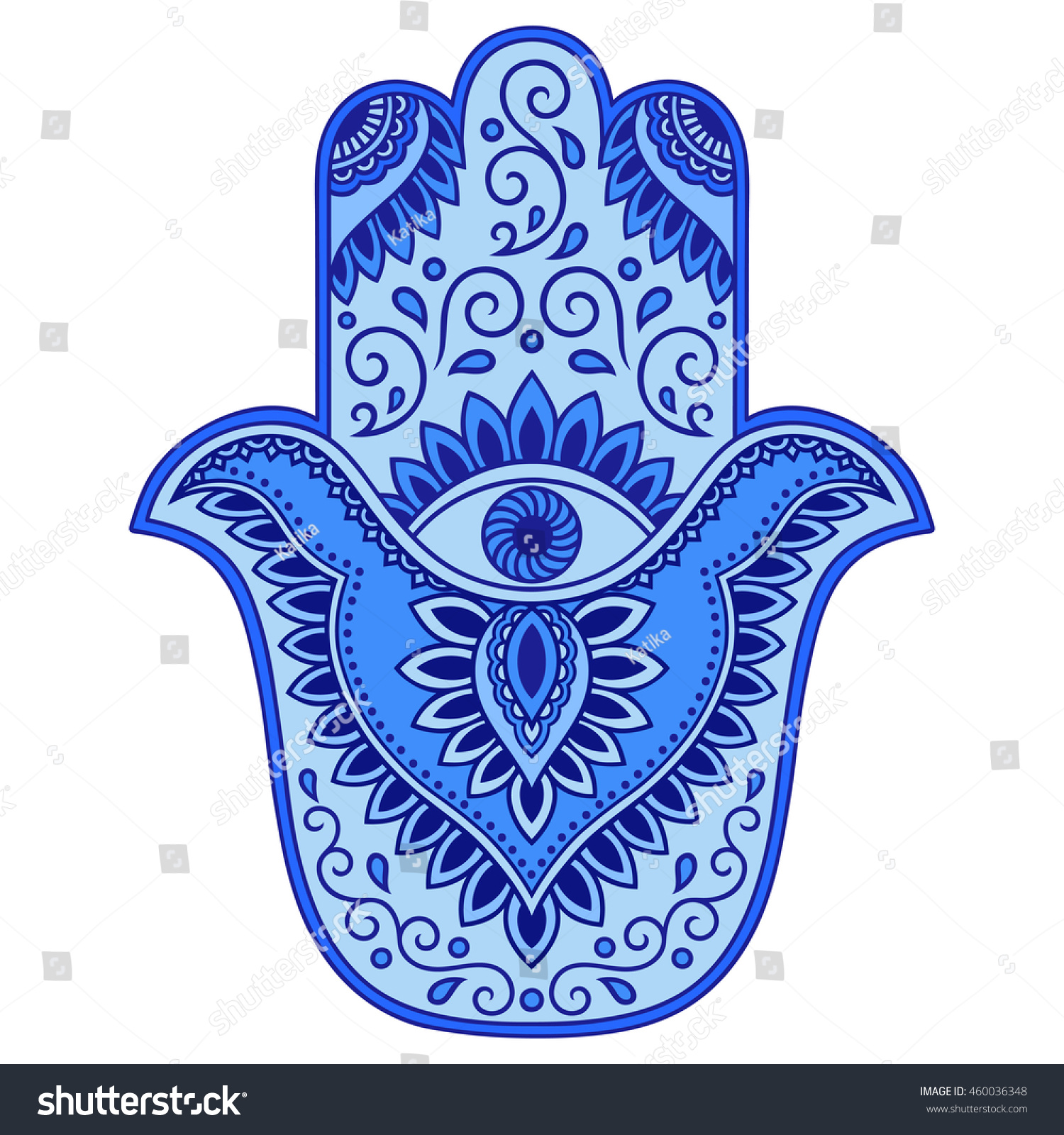 Color Hamsa Hand Drawn Symbol Decorative Stock Vector (Royalty Free ...