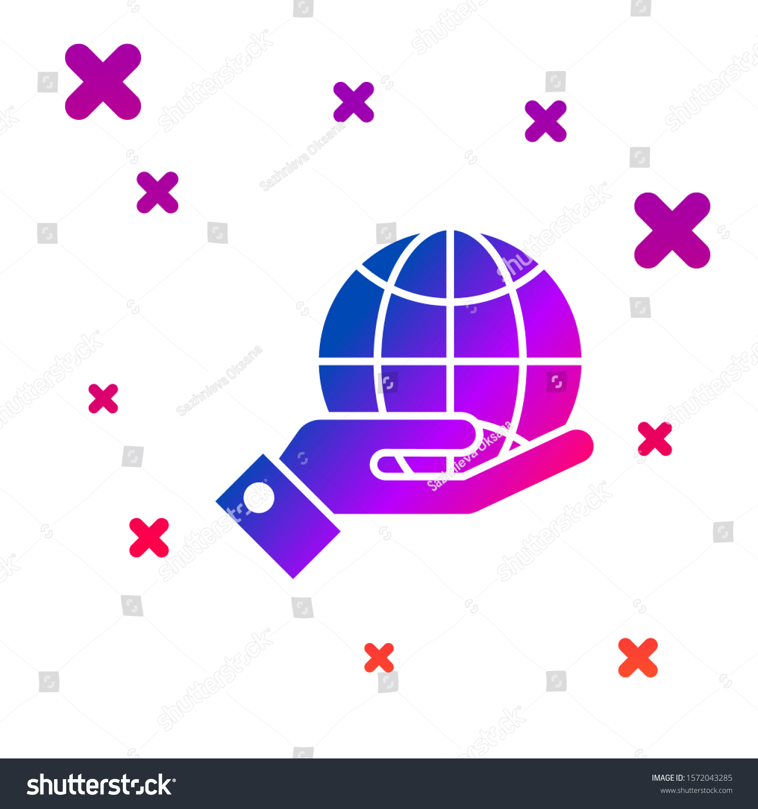 Color Human Hands Holding Earth Globe Vector De Stock Libre De