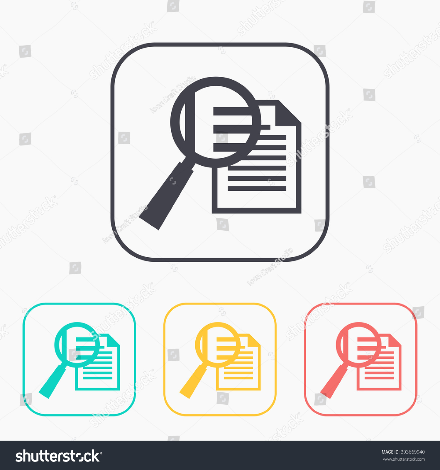 Color Icon Set Lupe Document Stock Vector (Royalty Free) 393669940